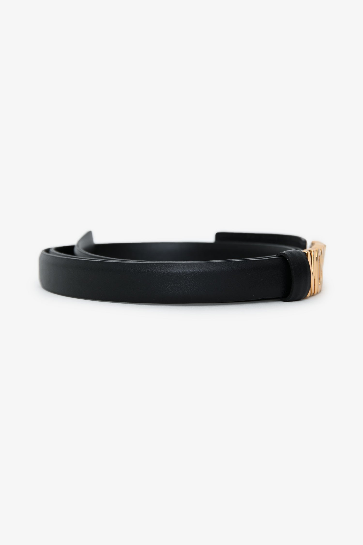 Moschino Black Leather Logo Belt