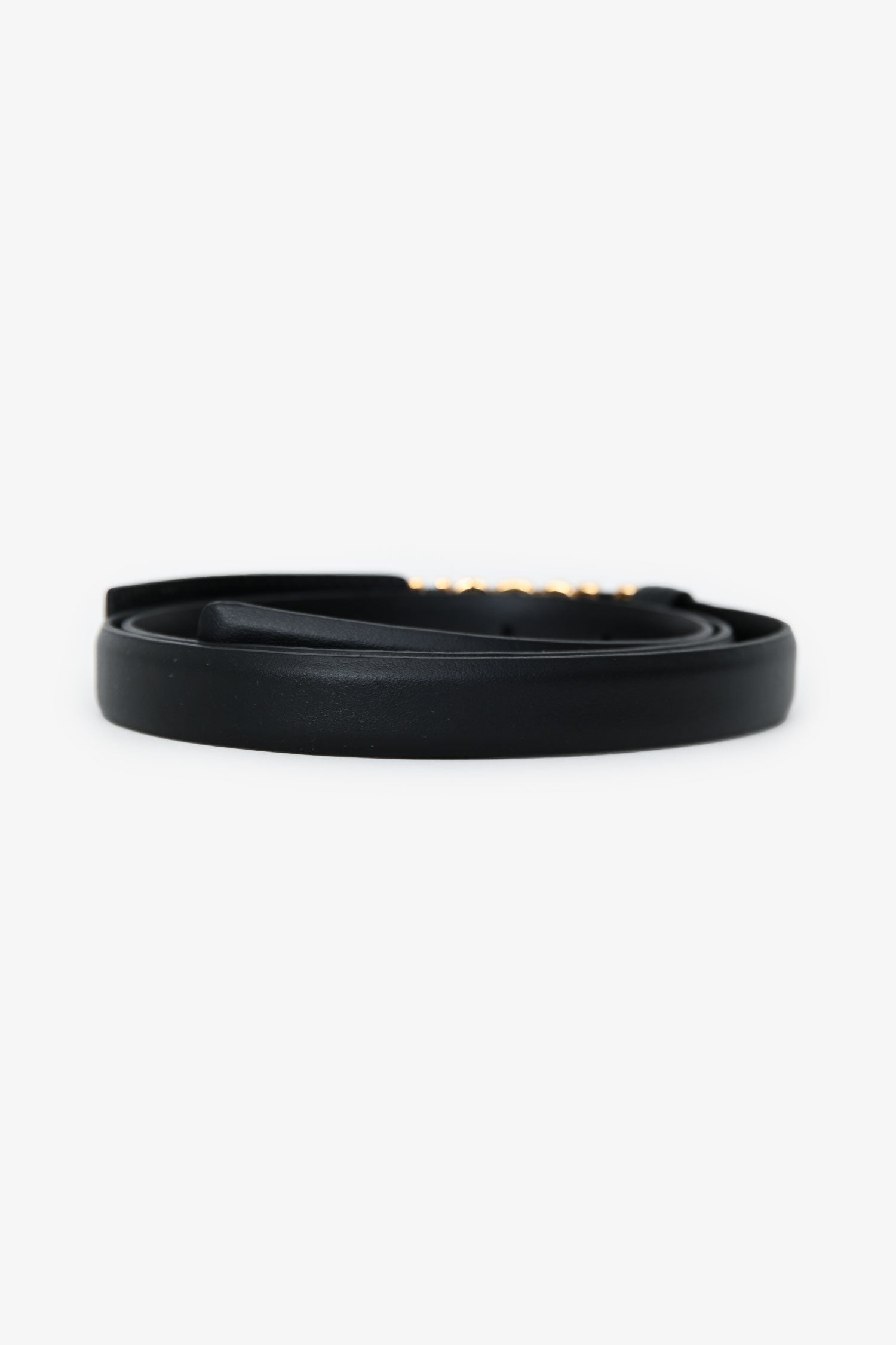 Moschino Black Leather Logo Belt