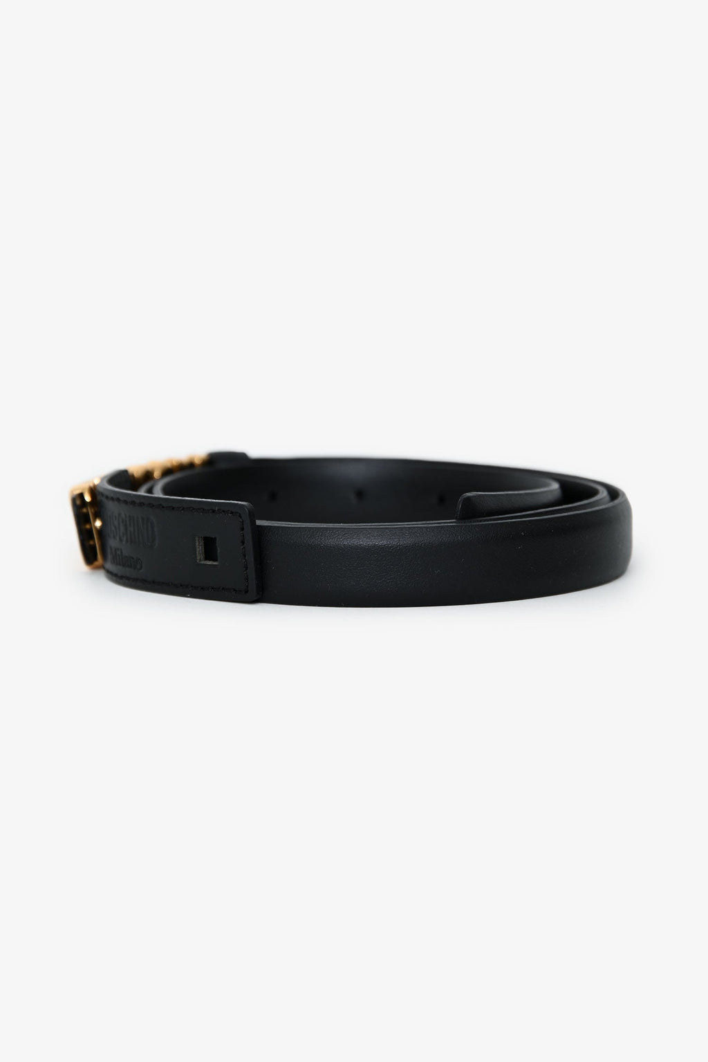 Moschino Black Leather Logo Belt