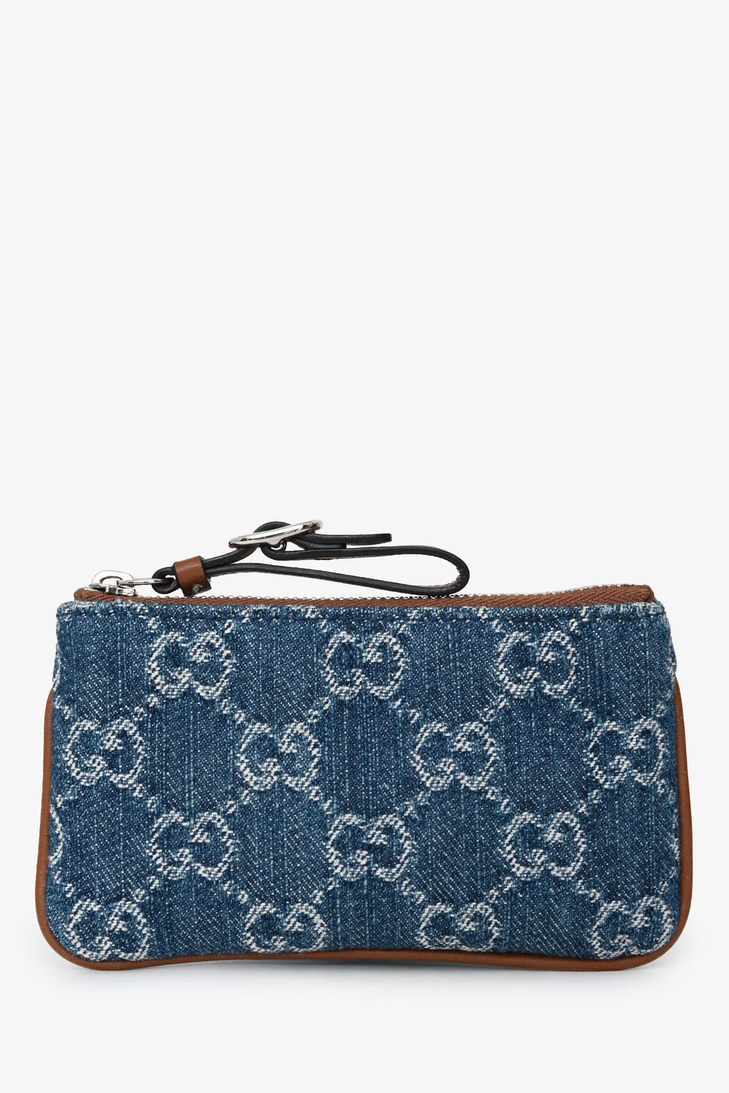 Gucci Blue/Brown Denim/Leather Trim GG Coin Pouch