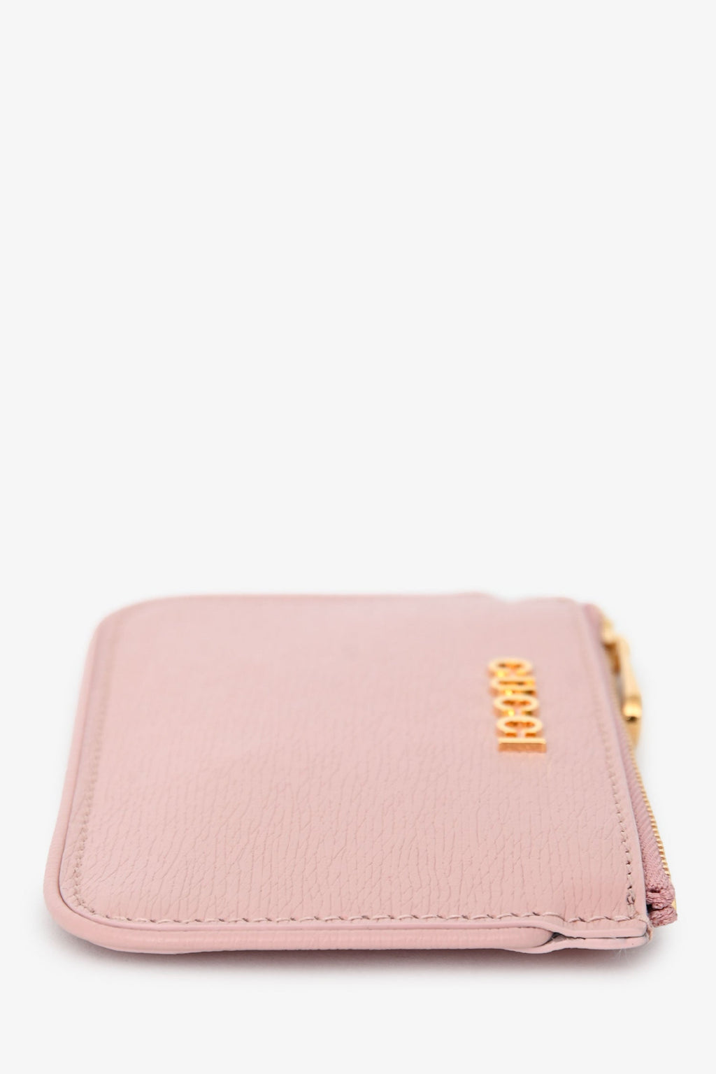 Gucci Pink Leather Logo Zip Wallet With Keychain