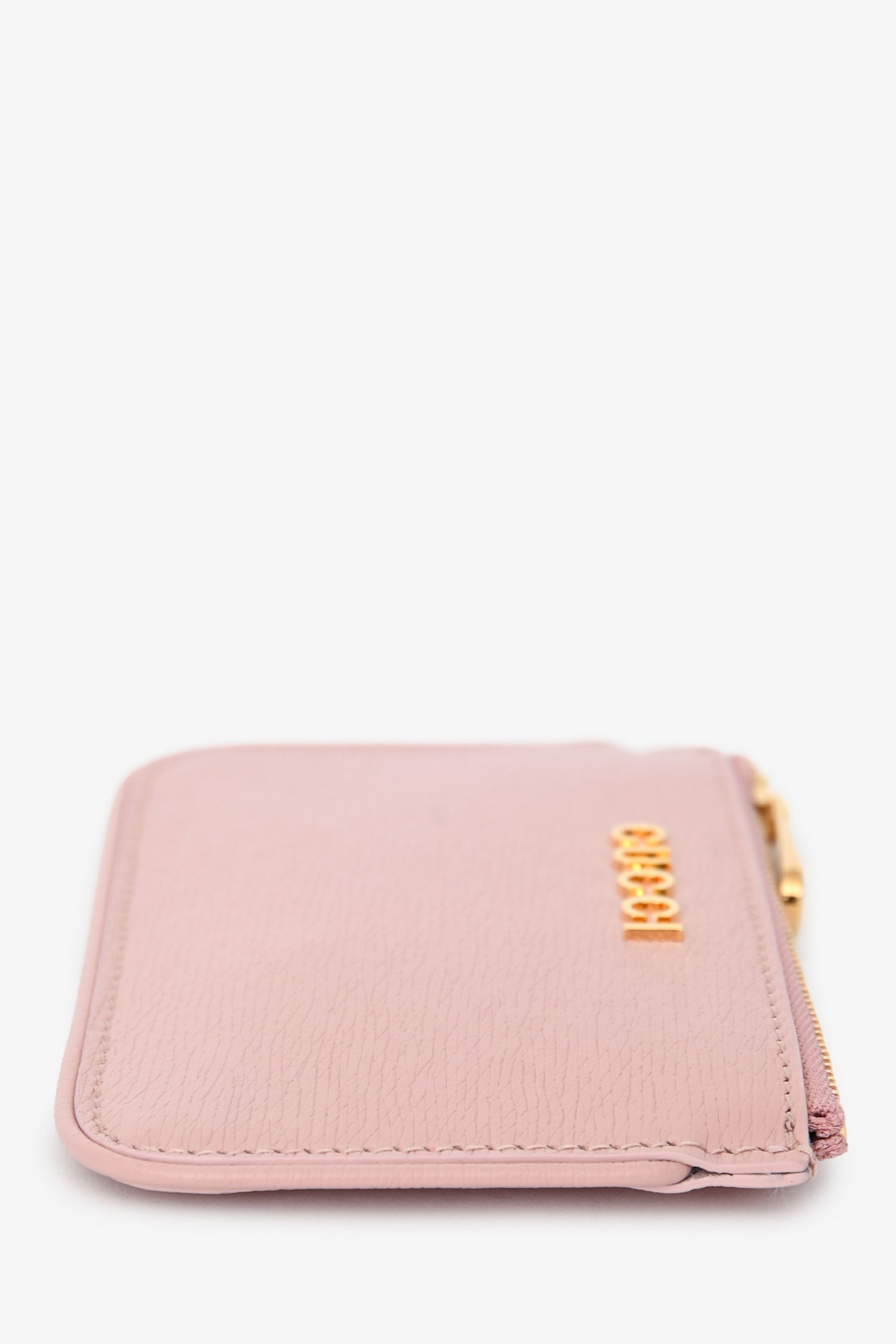 Gucci Pink Leather Logo Zip Wallet With Keychain