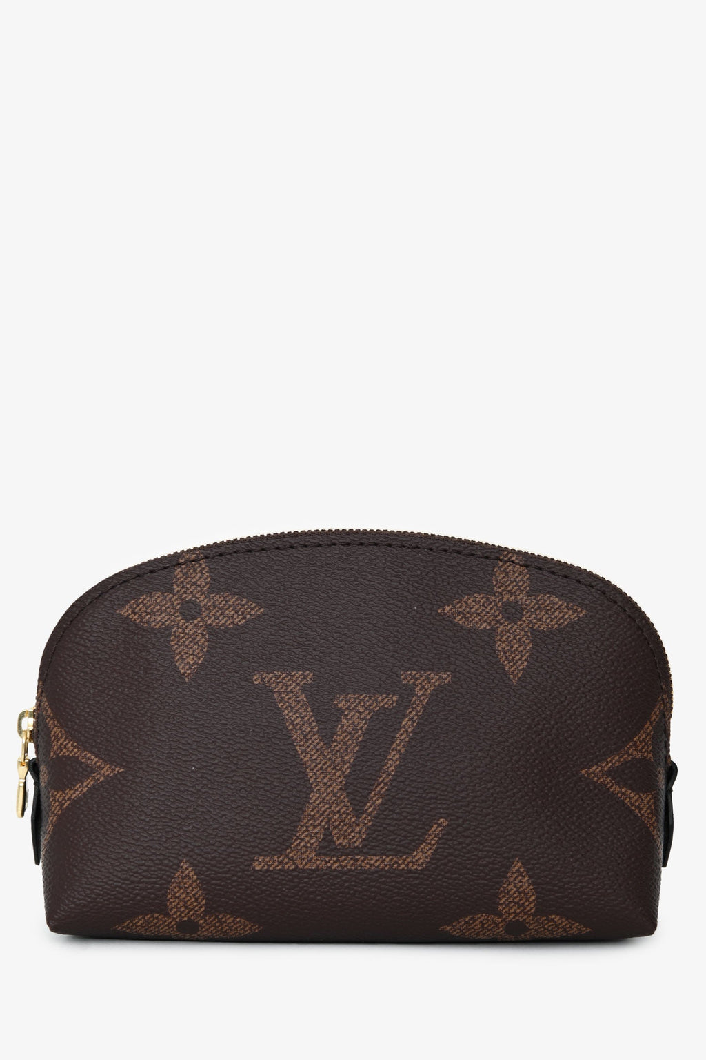 Louis Vuitton Brown Coated Canvas Logo Reversible Cosmetic Bag
