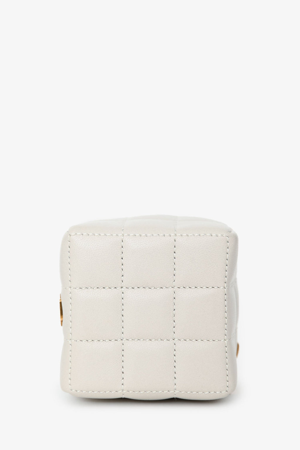 Saint Laurent White Lambskin Cassandre Matelasse Logo Cube Wristlet