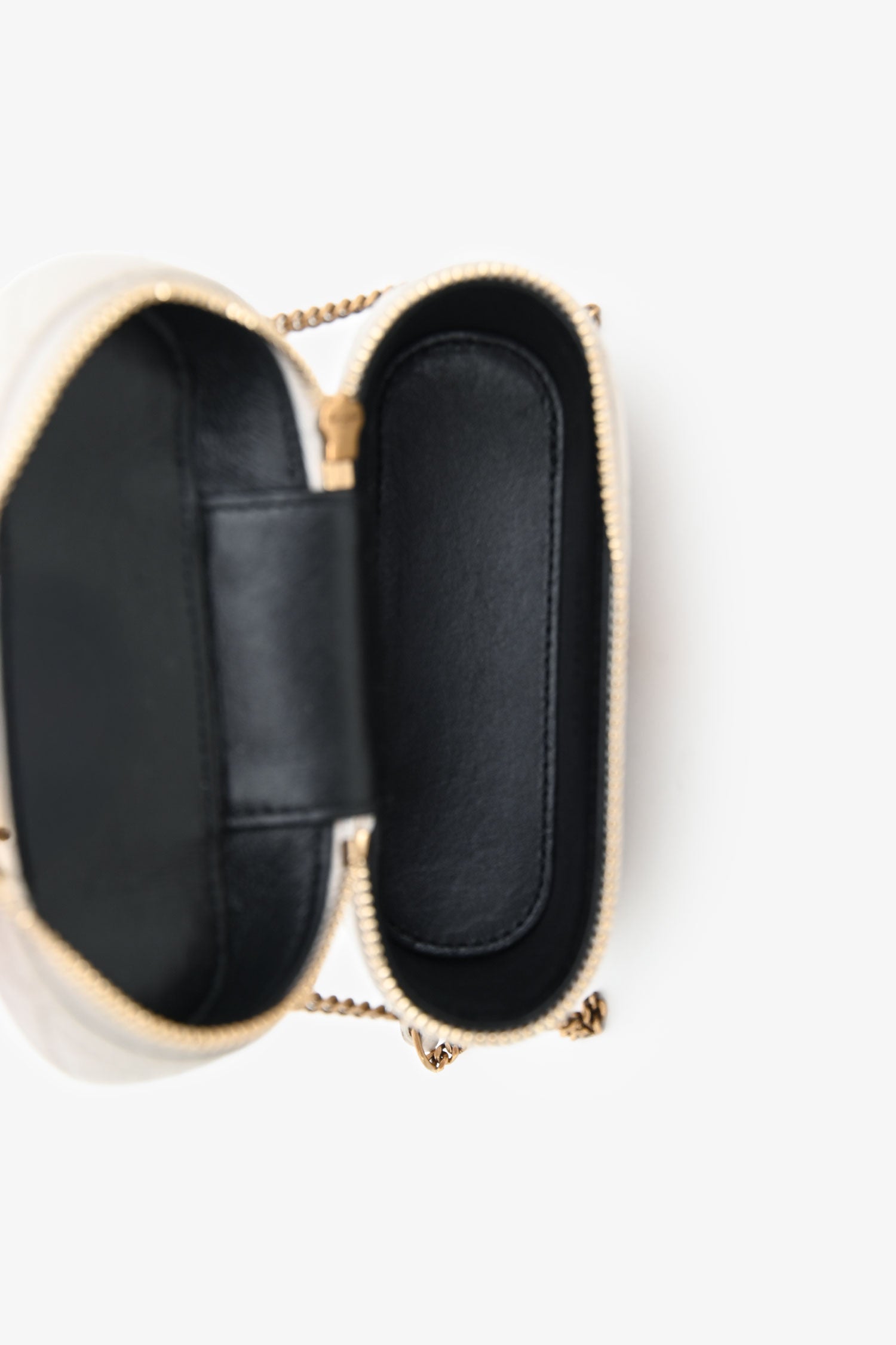 Saint Laurent White Lambskin Vanity Top Handle Crossbody Bag