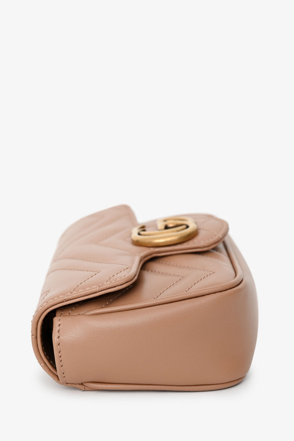 Gucci Brown Leather GG Marmont Super Mini Crossbody Bag