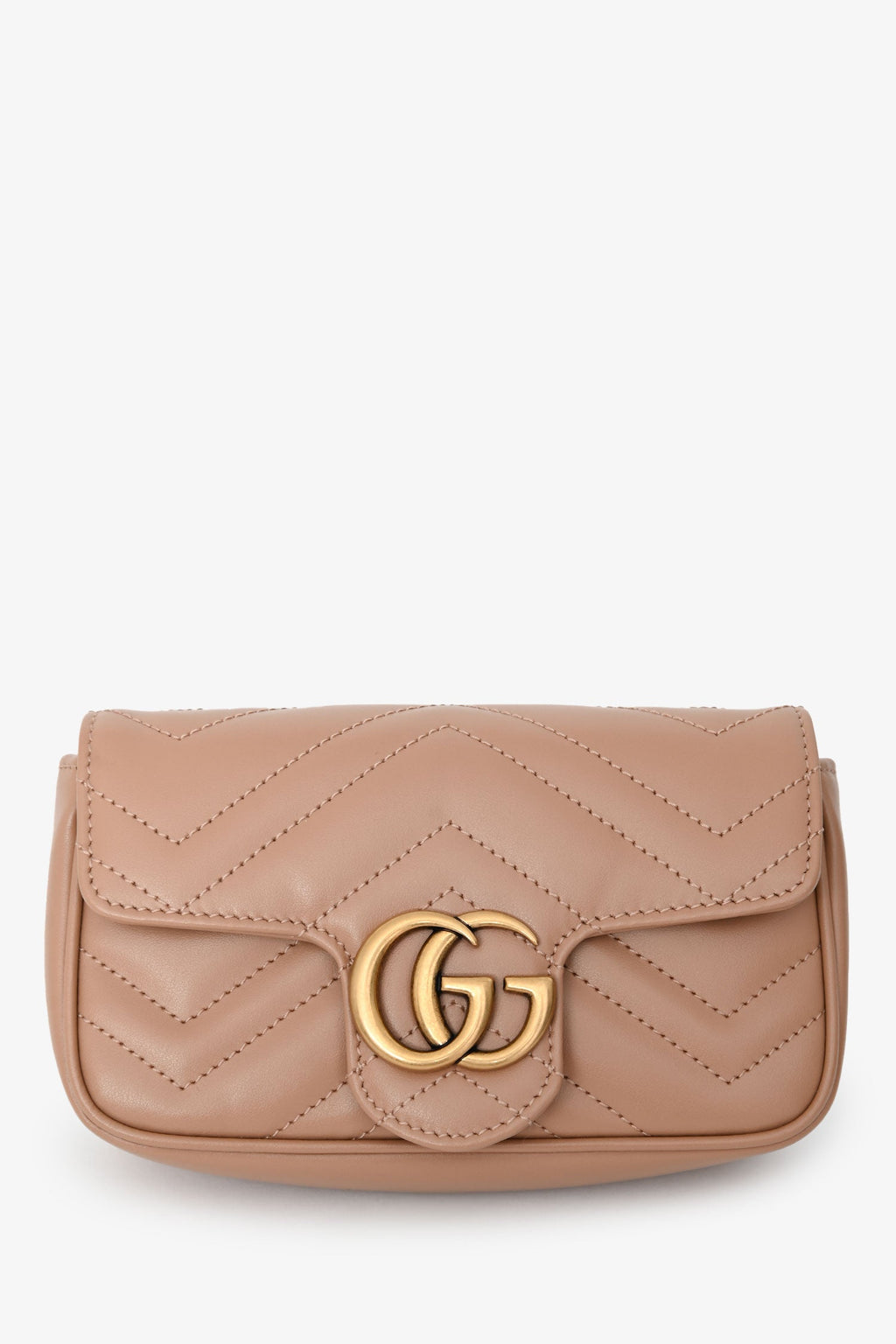 Gucci Brown Leather GG Marmont Super Mini Crossbody Bag