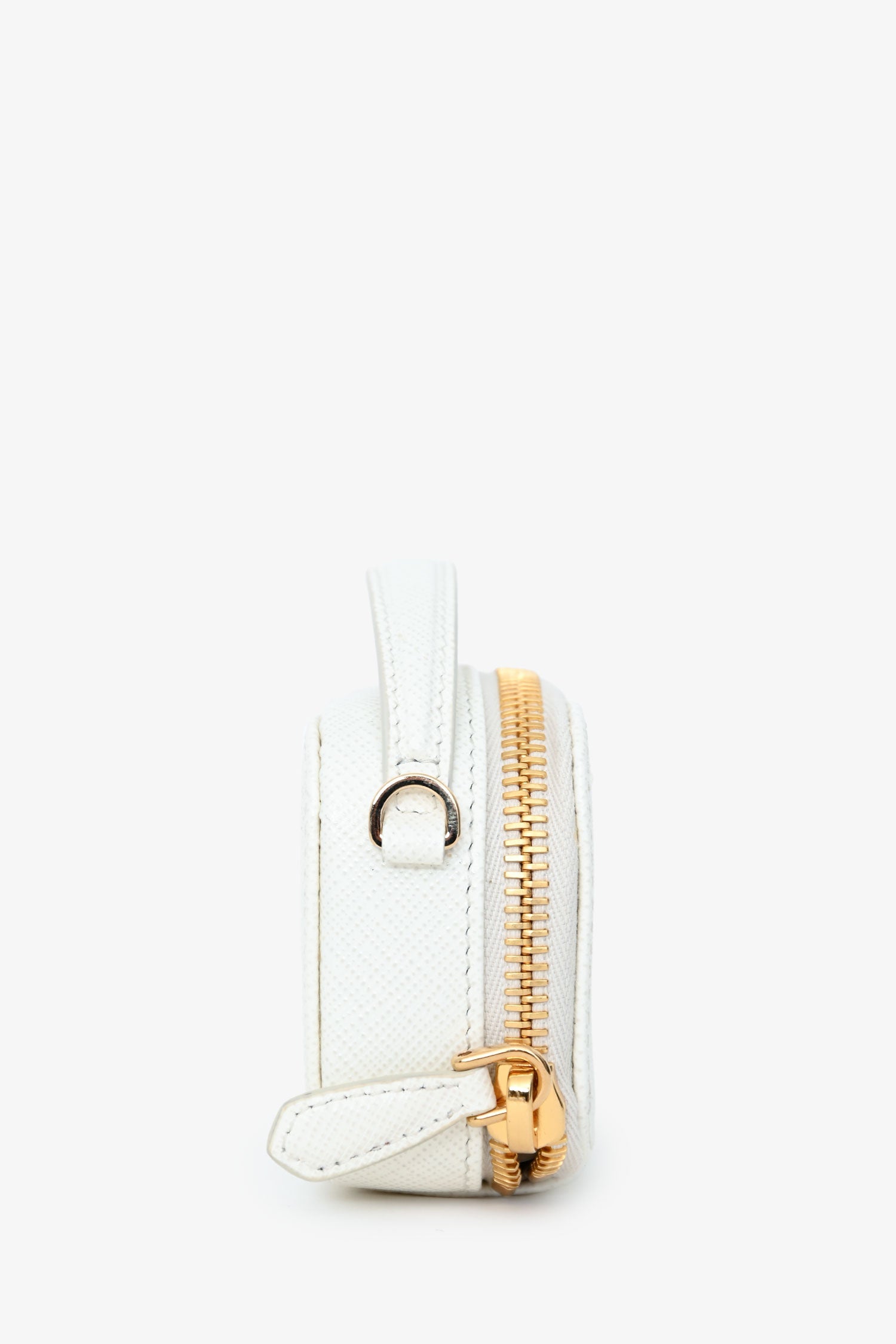 Prada White Saffiano Leather Mini Logo Pouch Crossbody Bag GHW