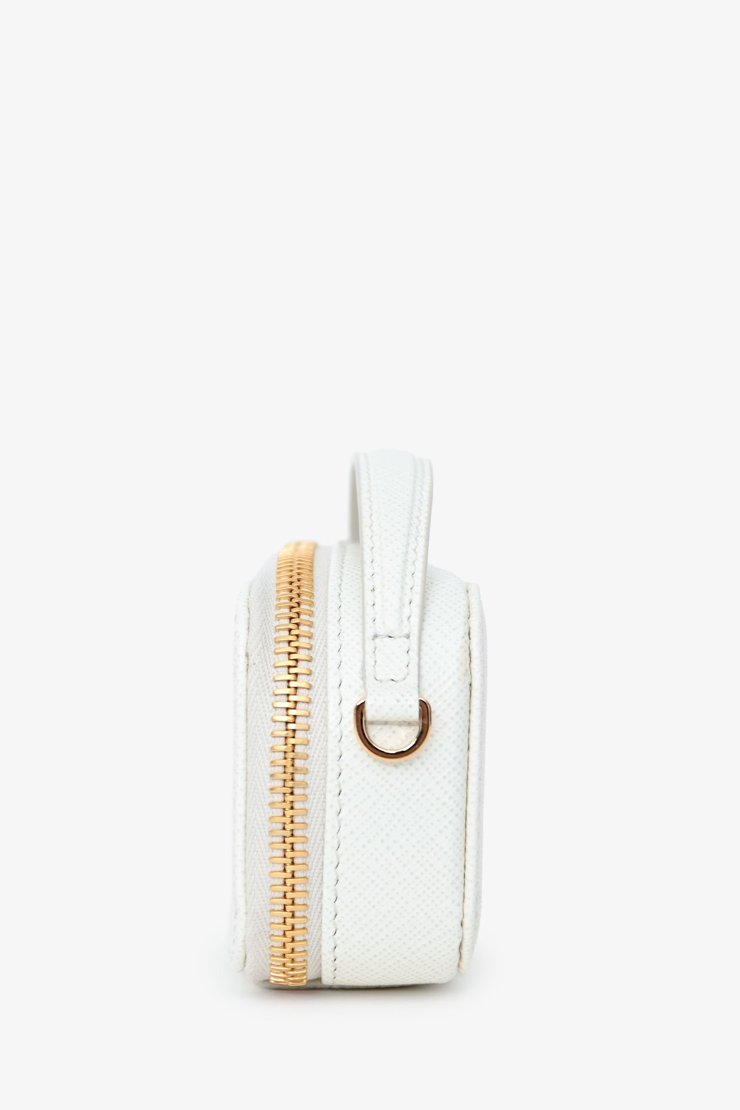 Prada White Saffiano Leather Mini Logo Pouch Crossbody Bag GHW