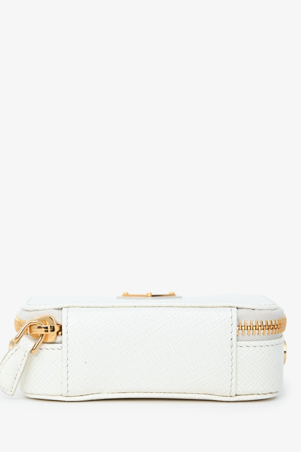 Prada White Saffiano Leather Mini Logo Pouch Crossbody Bag GHW
