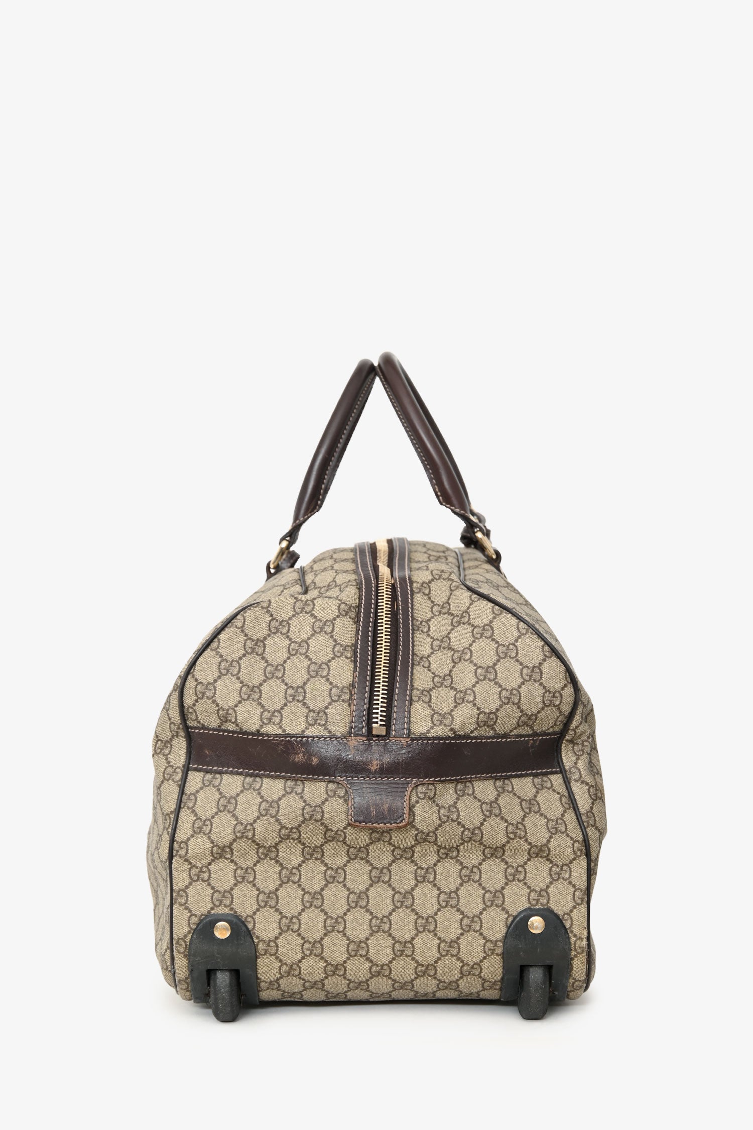 Gucci Brown Coated Canvas/Leather Duffle Trolley Bag