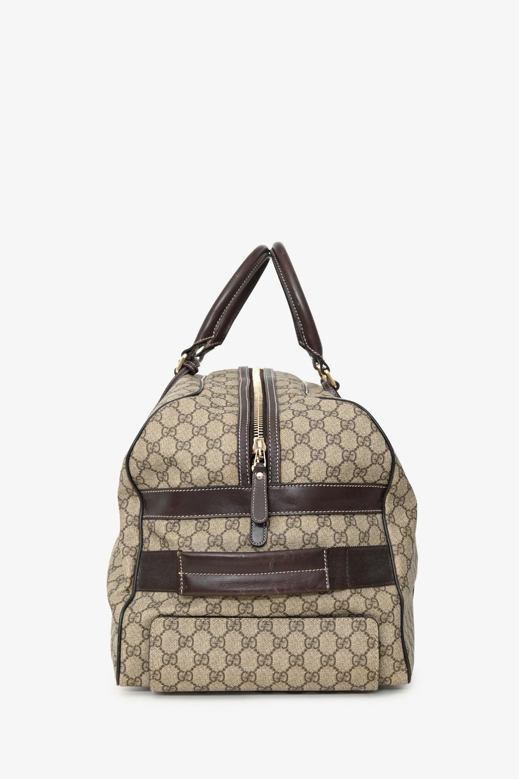 Gucci Brown Coated Canvas/Leather Duffle Trolley Bag