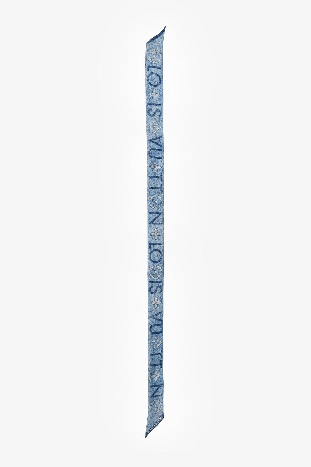 Louis Vuitton Blue/White Silk Logo Twilly