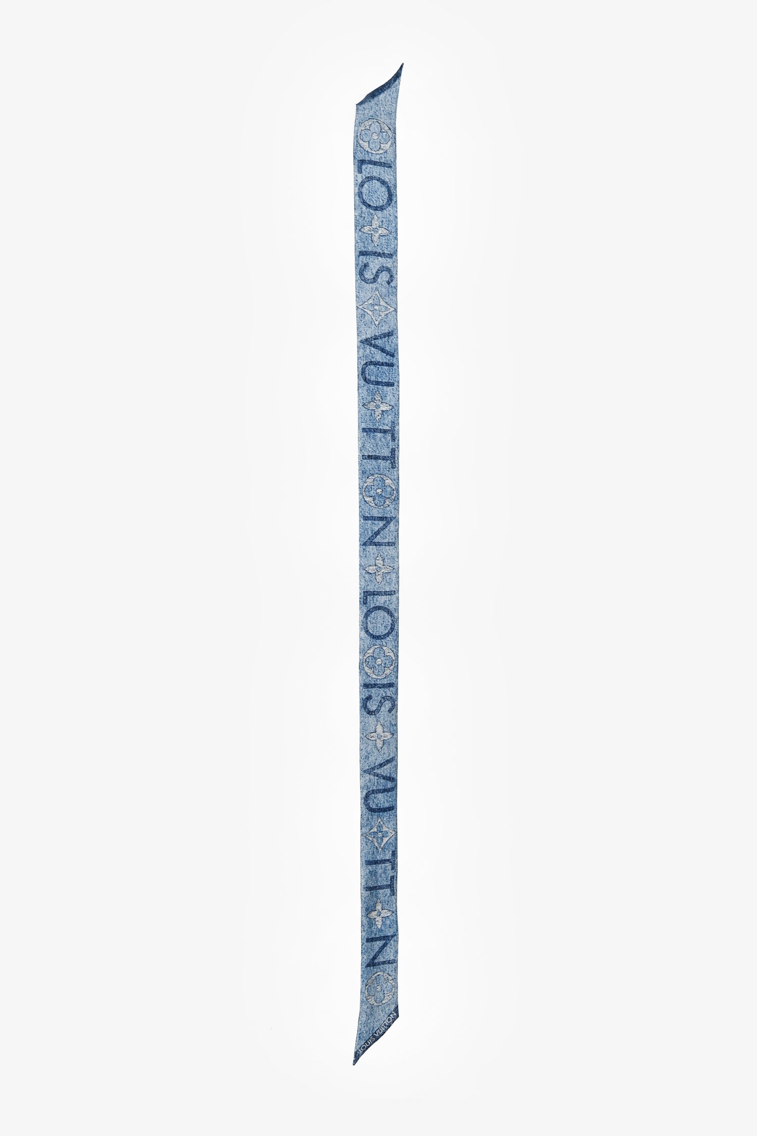Louis Vuitton Blue/White Silk Logo Twilly