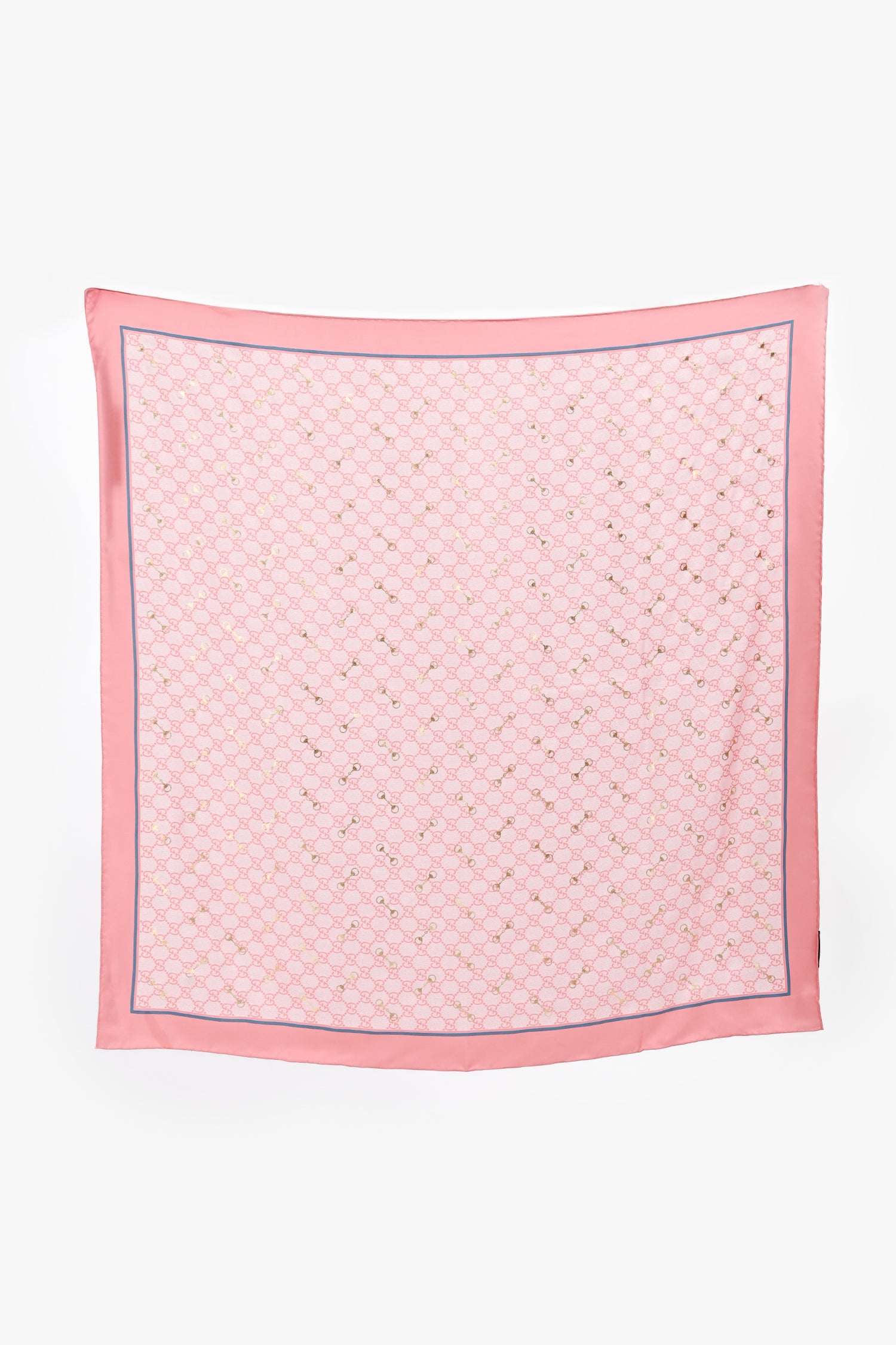 Gucci Pink/Gold Silk Monogram Scarf