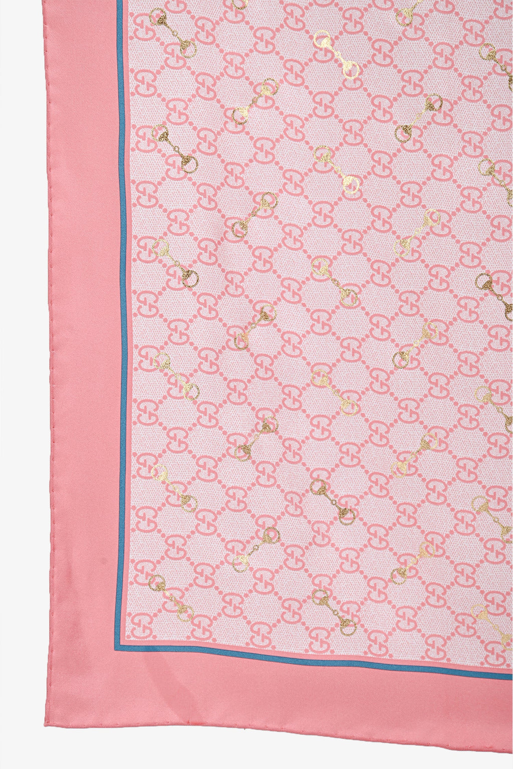 Gucci Pink/Gold Silk Monogram Scarf