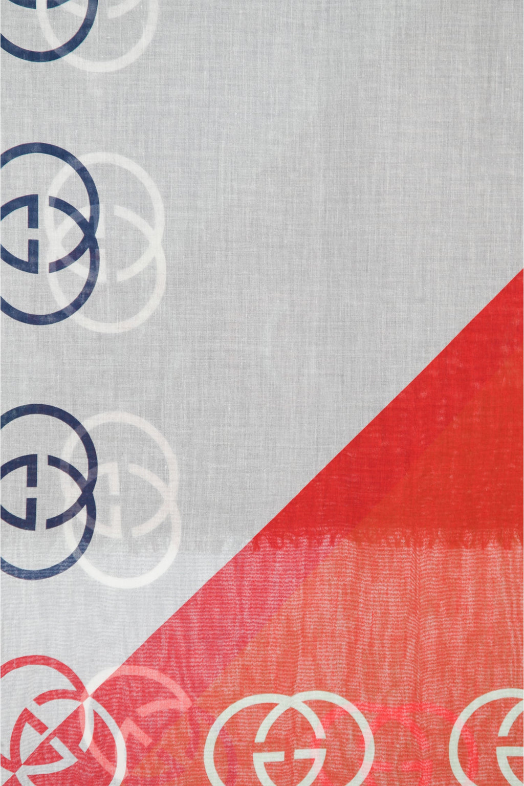 Gucci Blue/Red Multicolour Silk/Wool GG Raw Hem Scarf