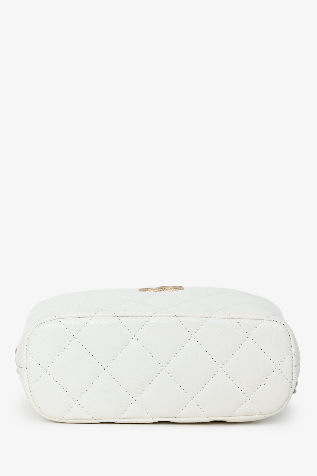Pre-Loved Chanel™ White Caviar Leather Small Quilted Hobo with Removable Chain