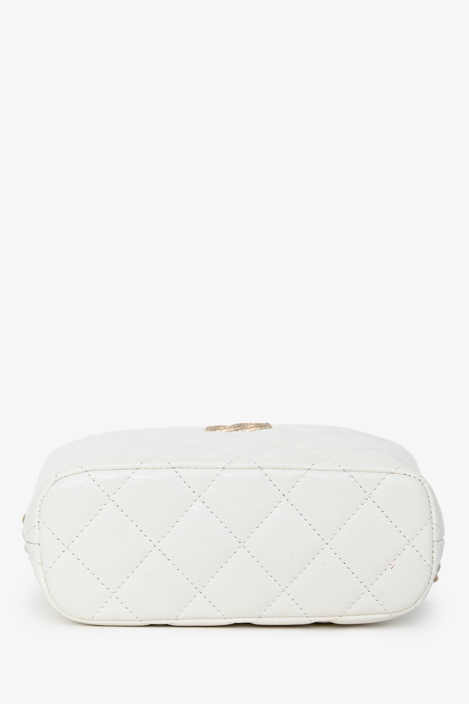 Pre-Loved Chanel™ White Caviar Leather Small Quilted Hobo with Removable Chain