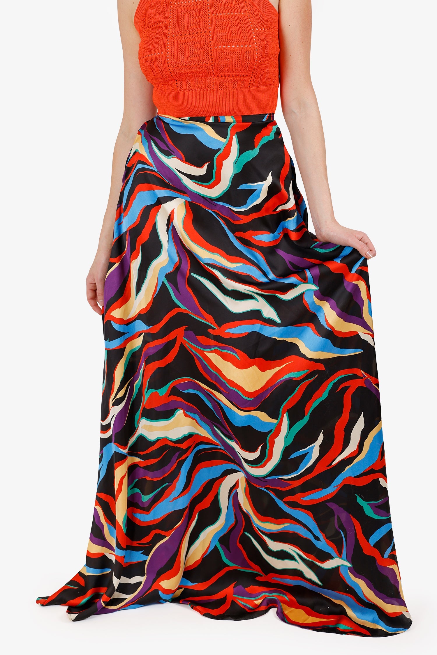 Greta Constantine Black/Multicolour Maxi Skirt Estimated Size XS/S