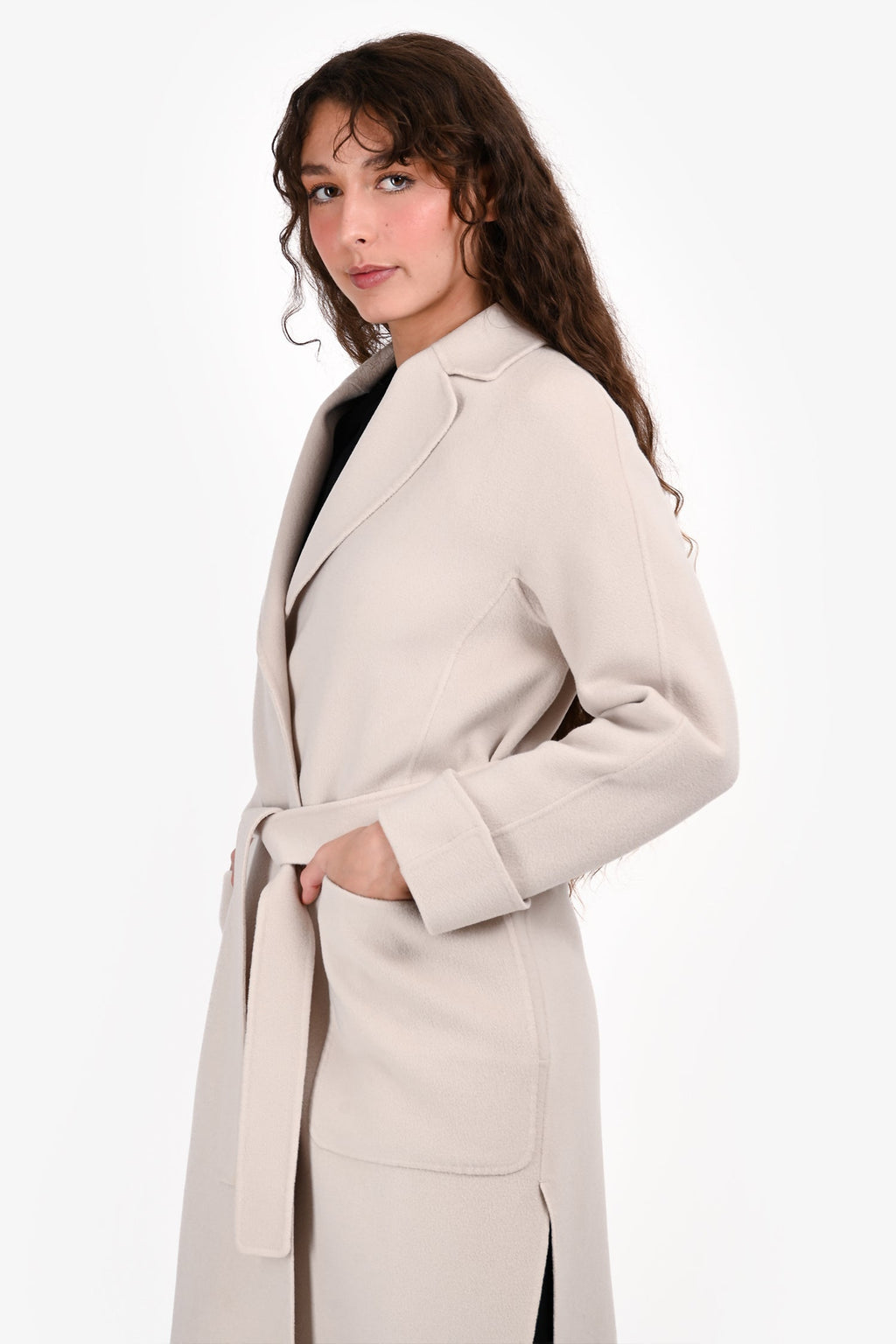 Max Mara Cream Wool Robe Coat Size 8 US