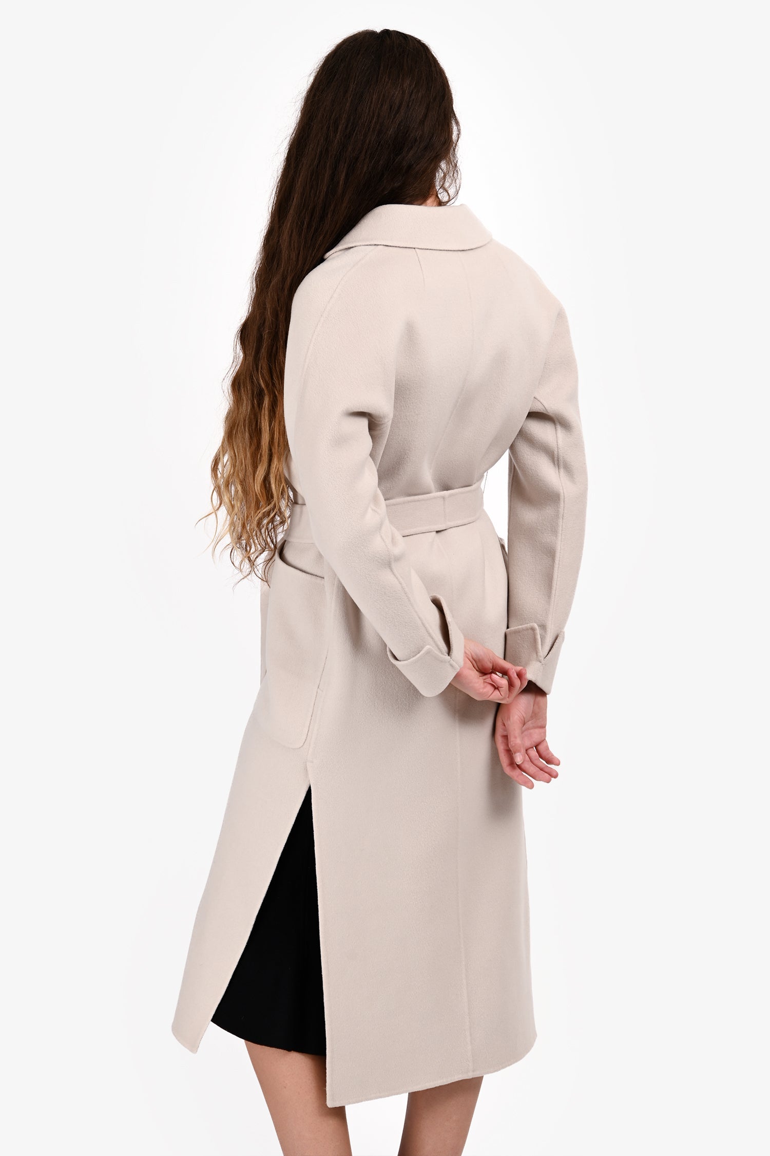 Max Mara Cream Wool Robe Coat Size 8 US