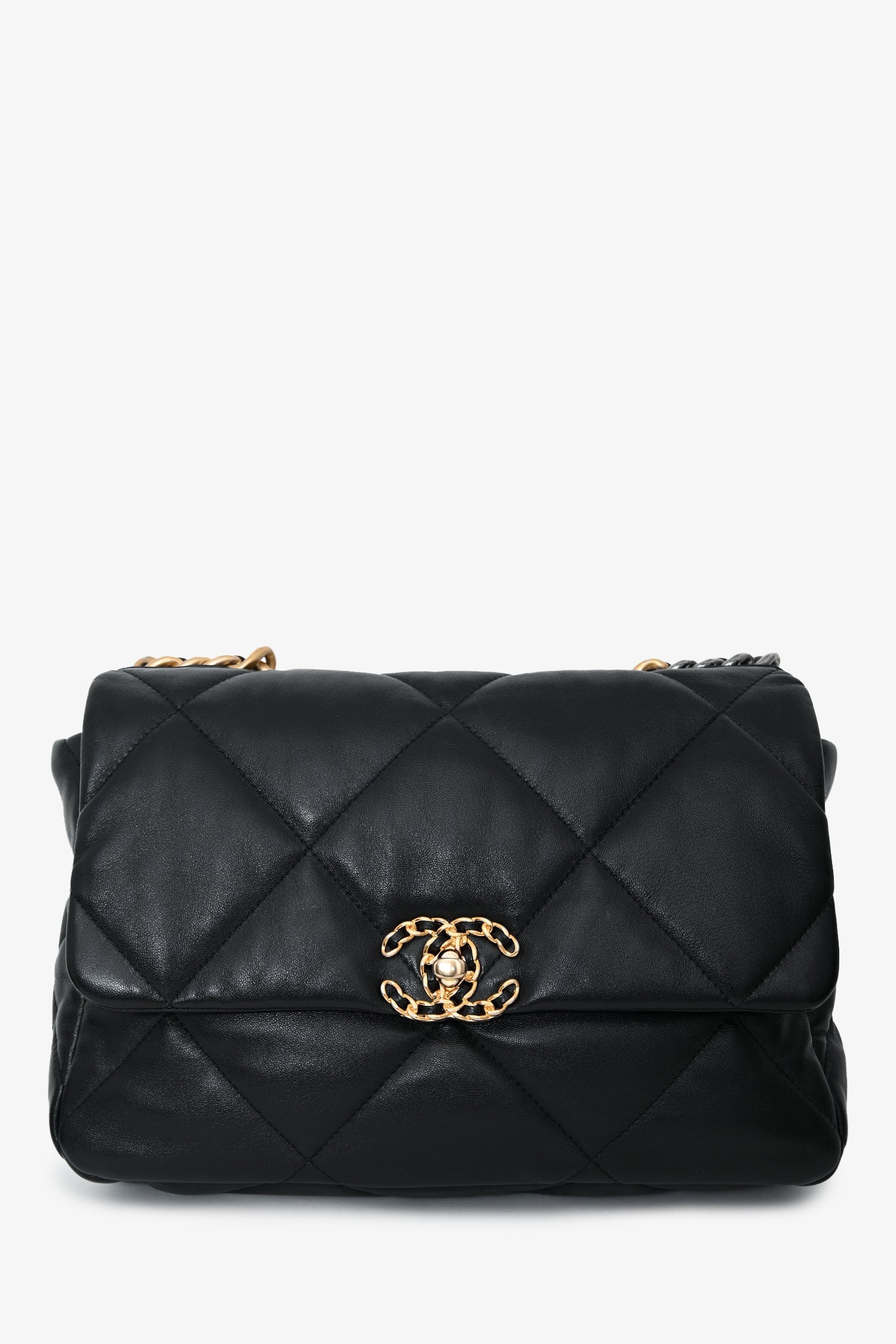 Pre-Loved Chanel™ Black Leather Chanel 19 Medium Flap Bag