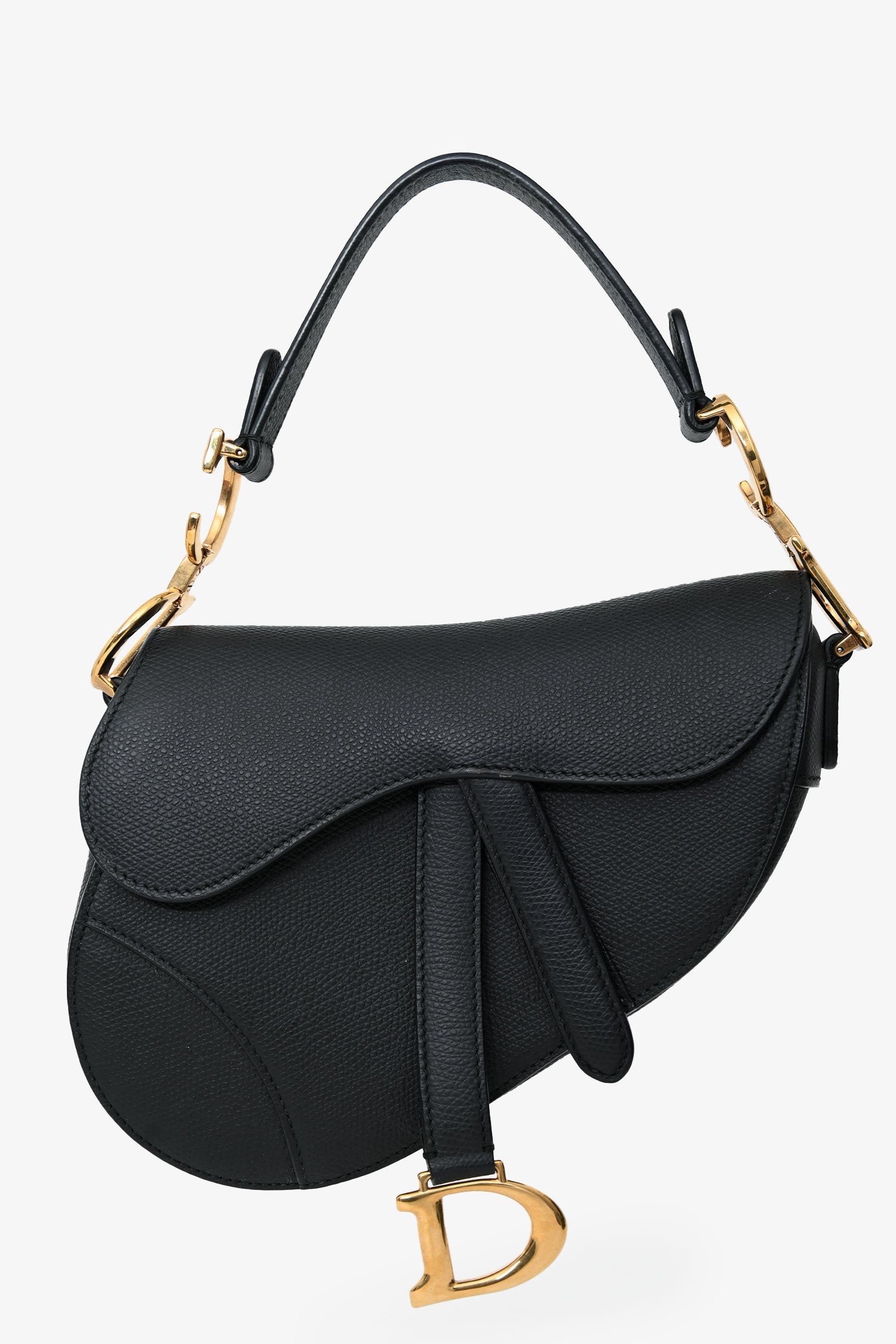 Christian Dior 2018 Black Leather Mini Saddle Top Handle