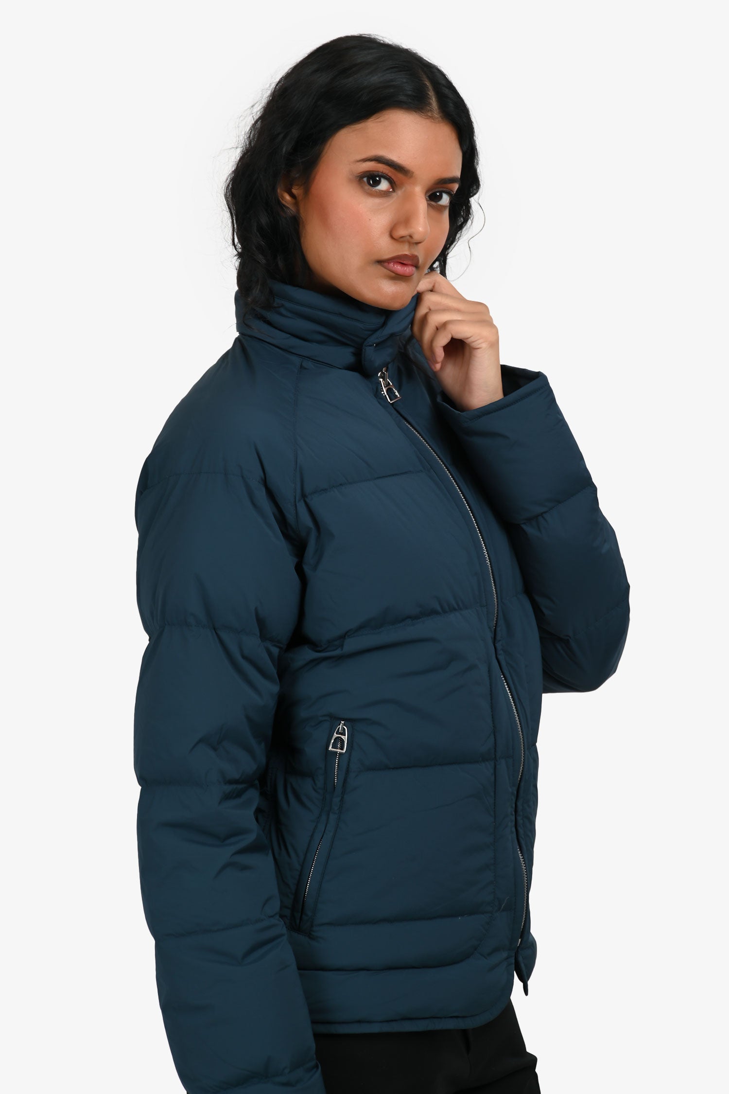 Hermès Sellier Blue Reversible Light Down Jacket Size S