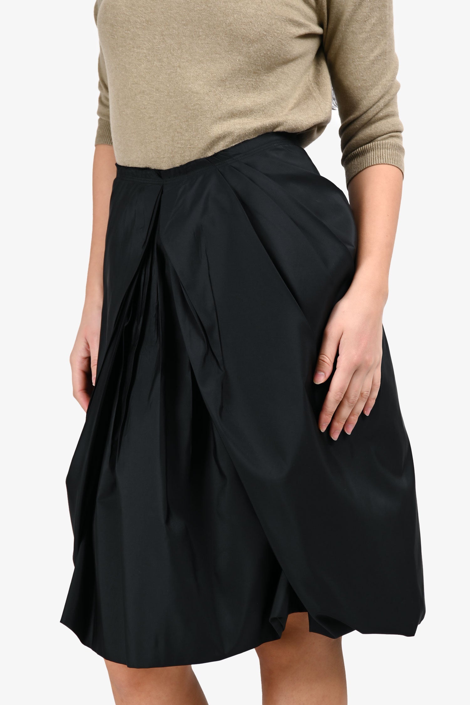 Prada Vintage Black Nylon Ruched Skirt Size 44