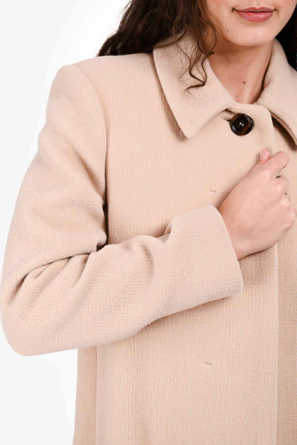Chloe Beige Wool Single Breasted Midi Coat Size 40