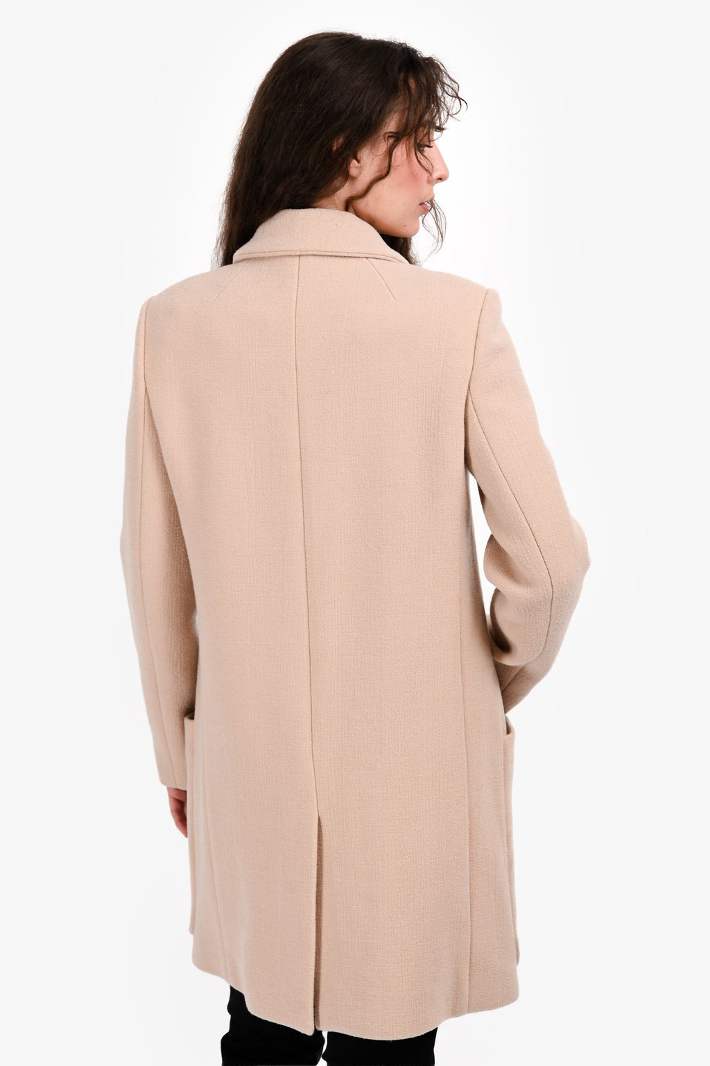 Chloe Beige Wool Single Breasted Midi Coat Size 40
