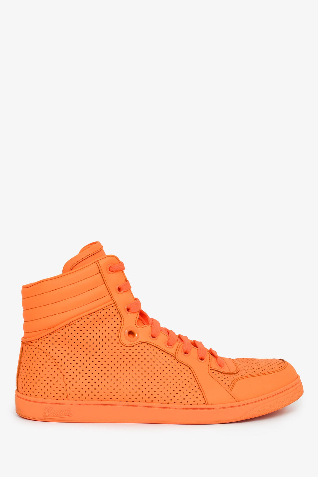 Gucci Neon Orange Signature High Top Sneakers Size 9