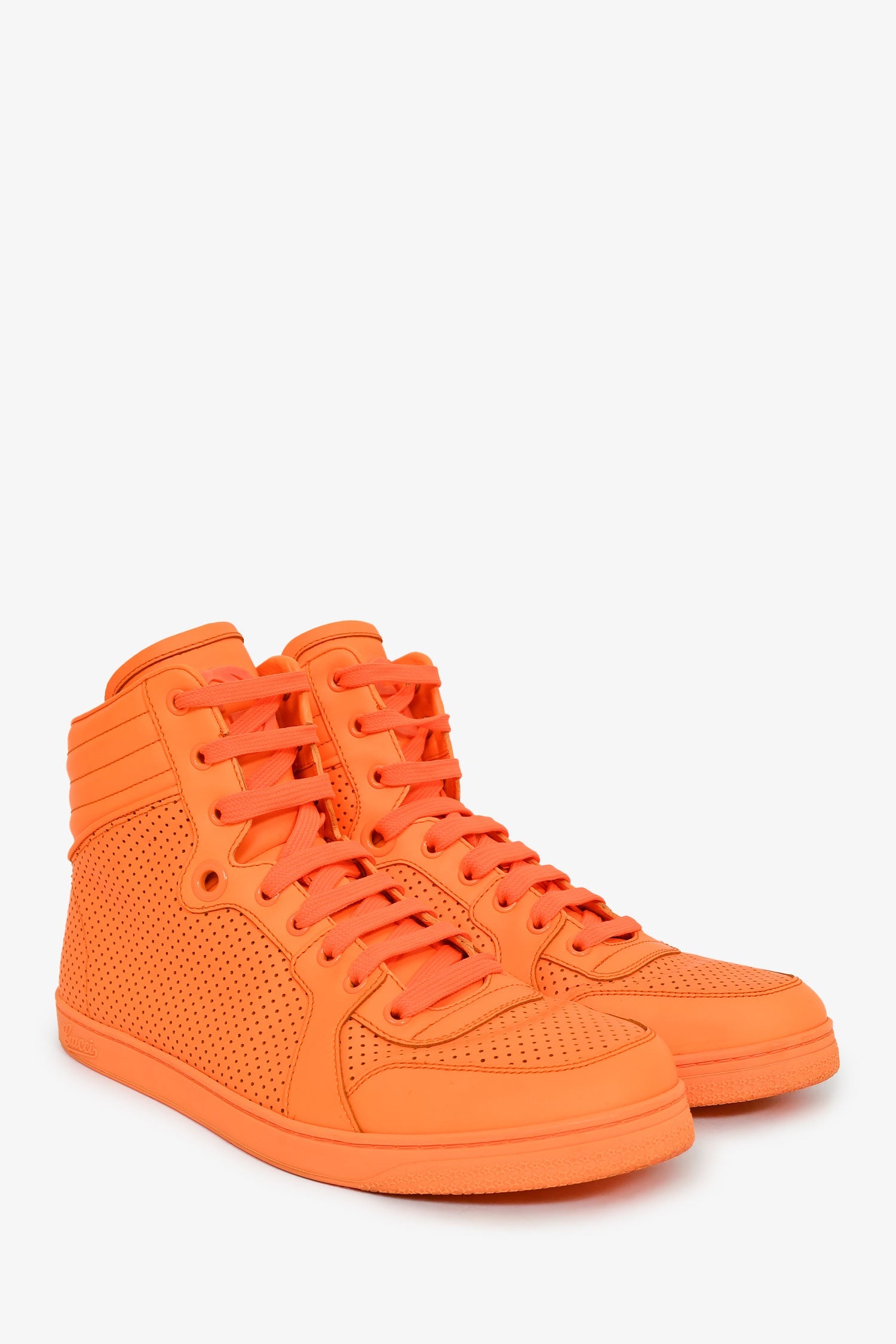 Gucci Neon Orange Signature High Top Sneakers Size 9