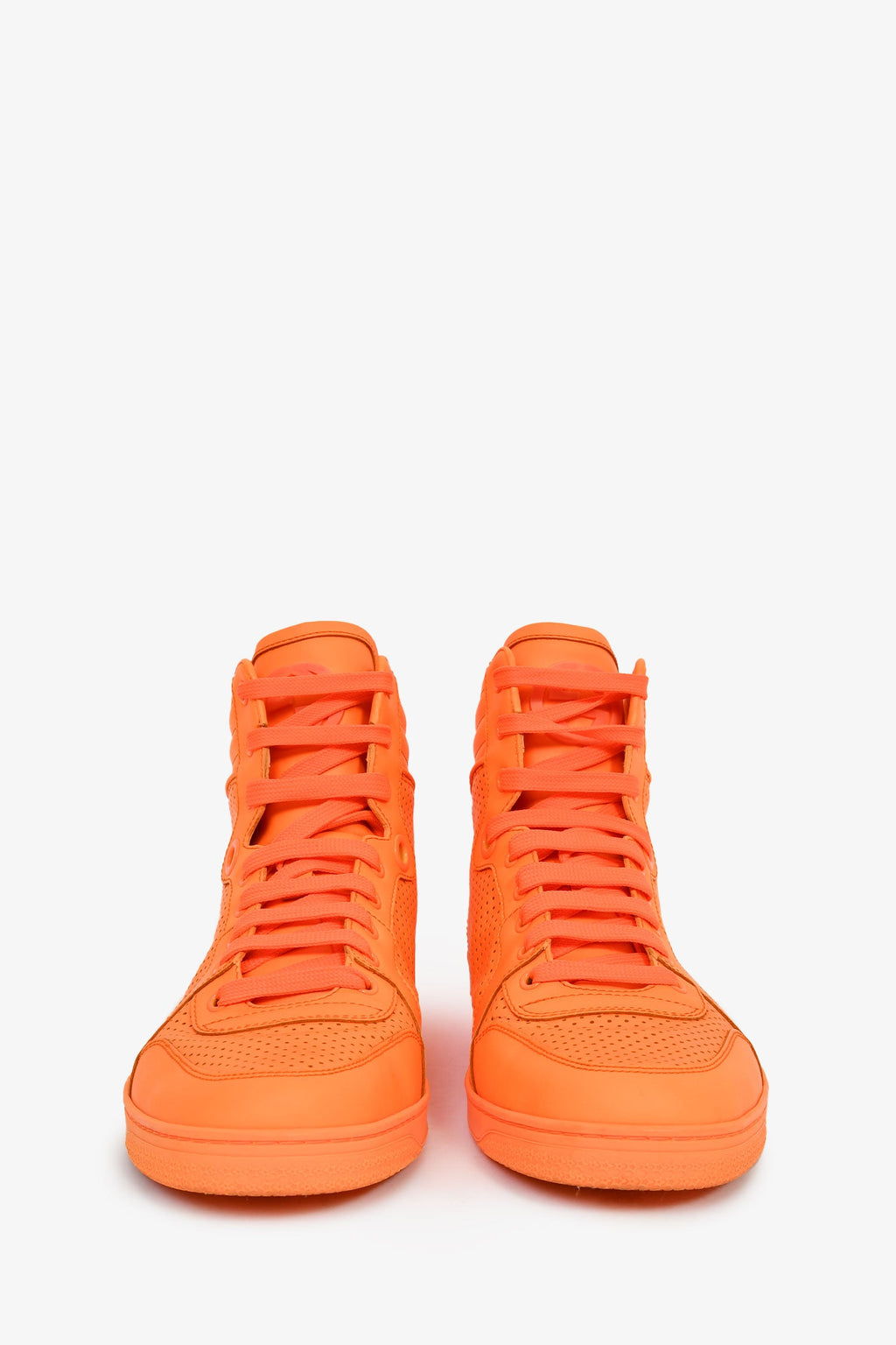 Gucci Neon Orange Signature High Top Sneakers Size 9