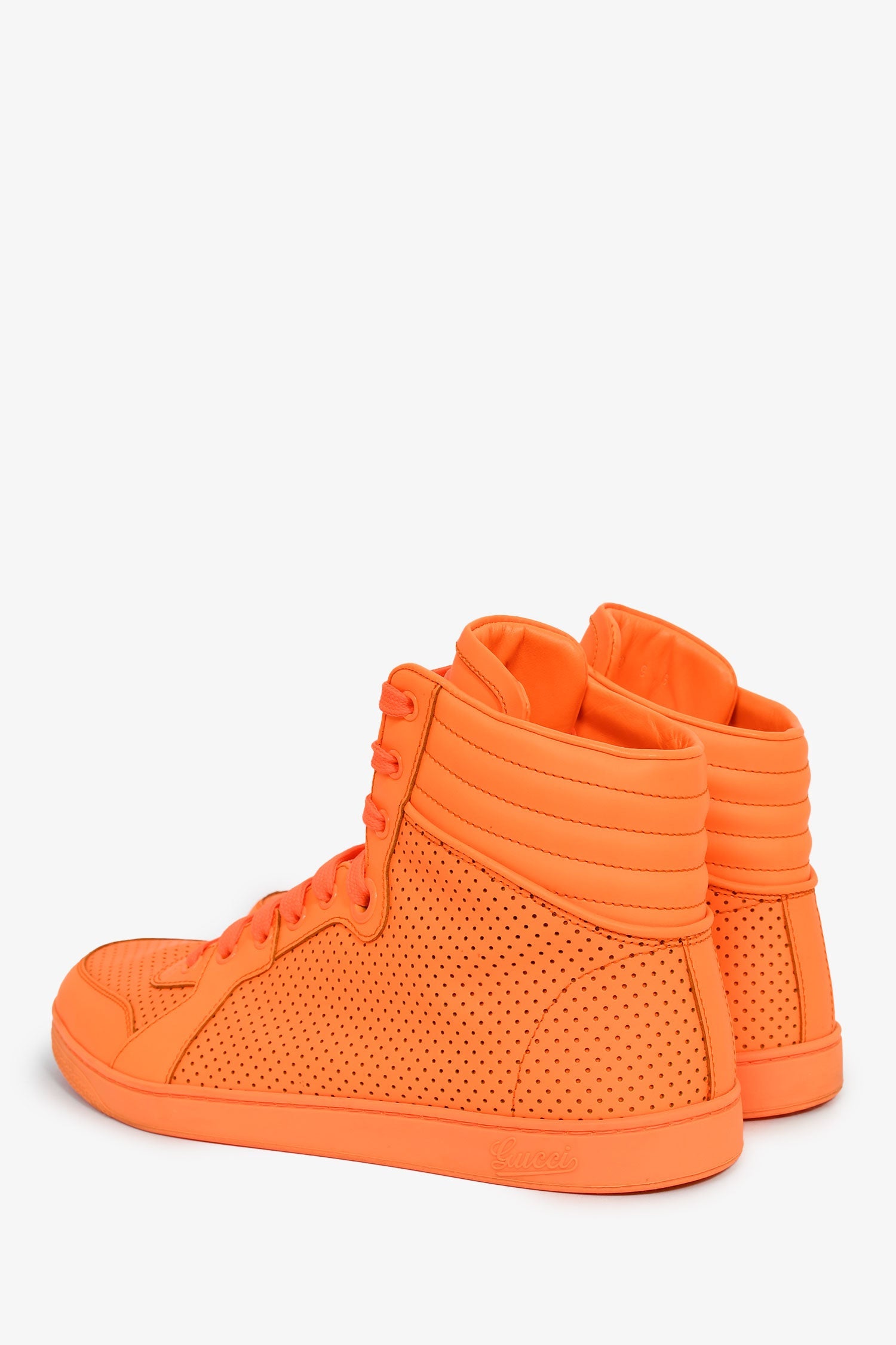 Gucci Neon Orange Signature High Top Sneakers Size 9