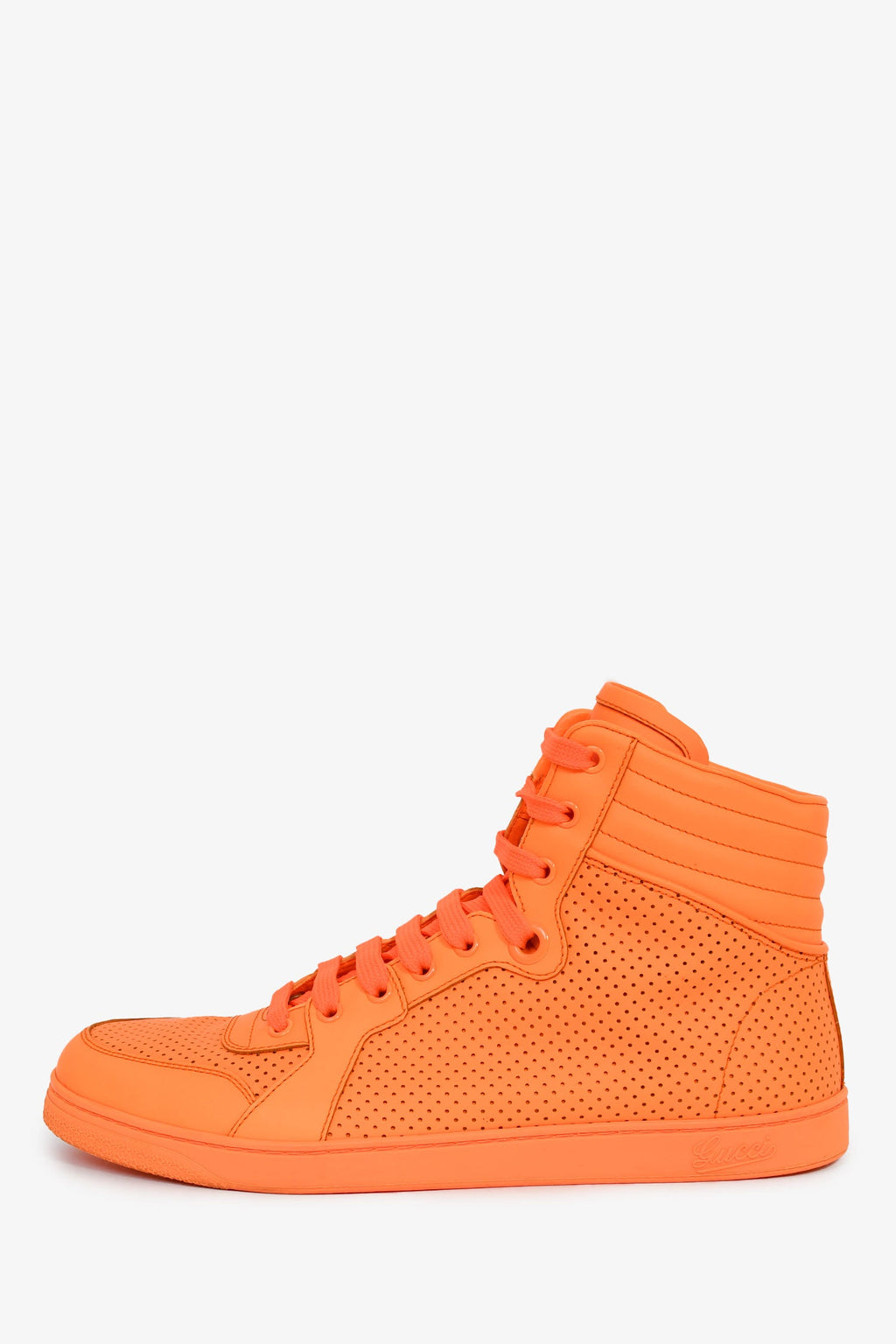 Gucci Neon Orange Signature High Top Sneakers Size 9