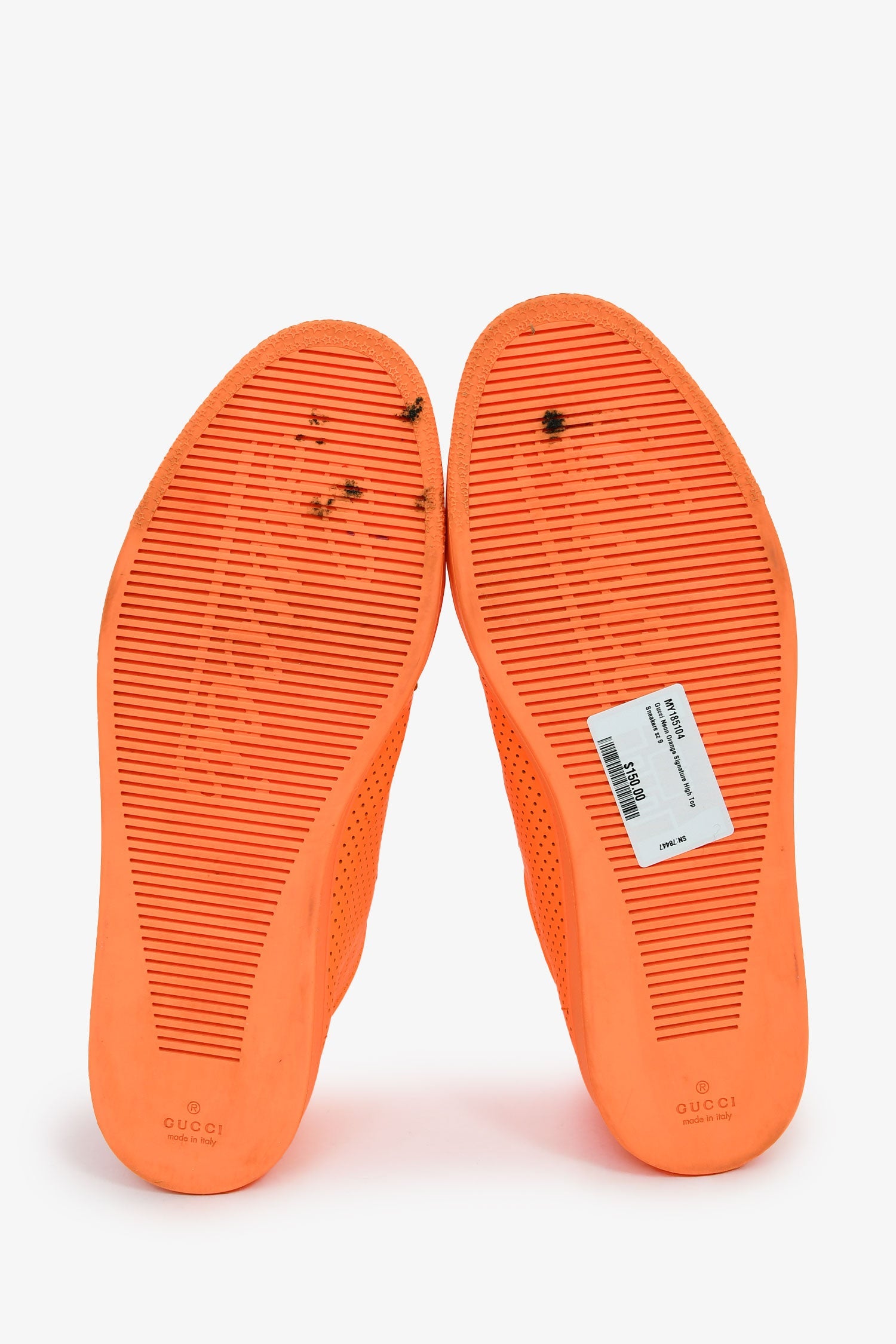 Gucci Neon Orange Signature High Top Sneakers Size 9