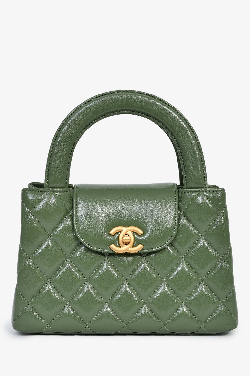 Pre-Loved Chanel™ Green Lambskin Mini Kelly Shopper Tote