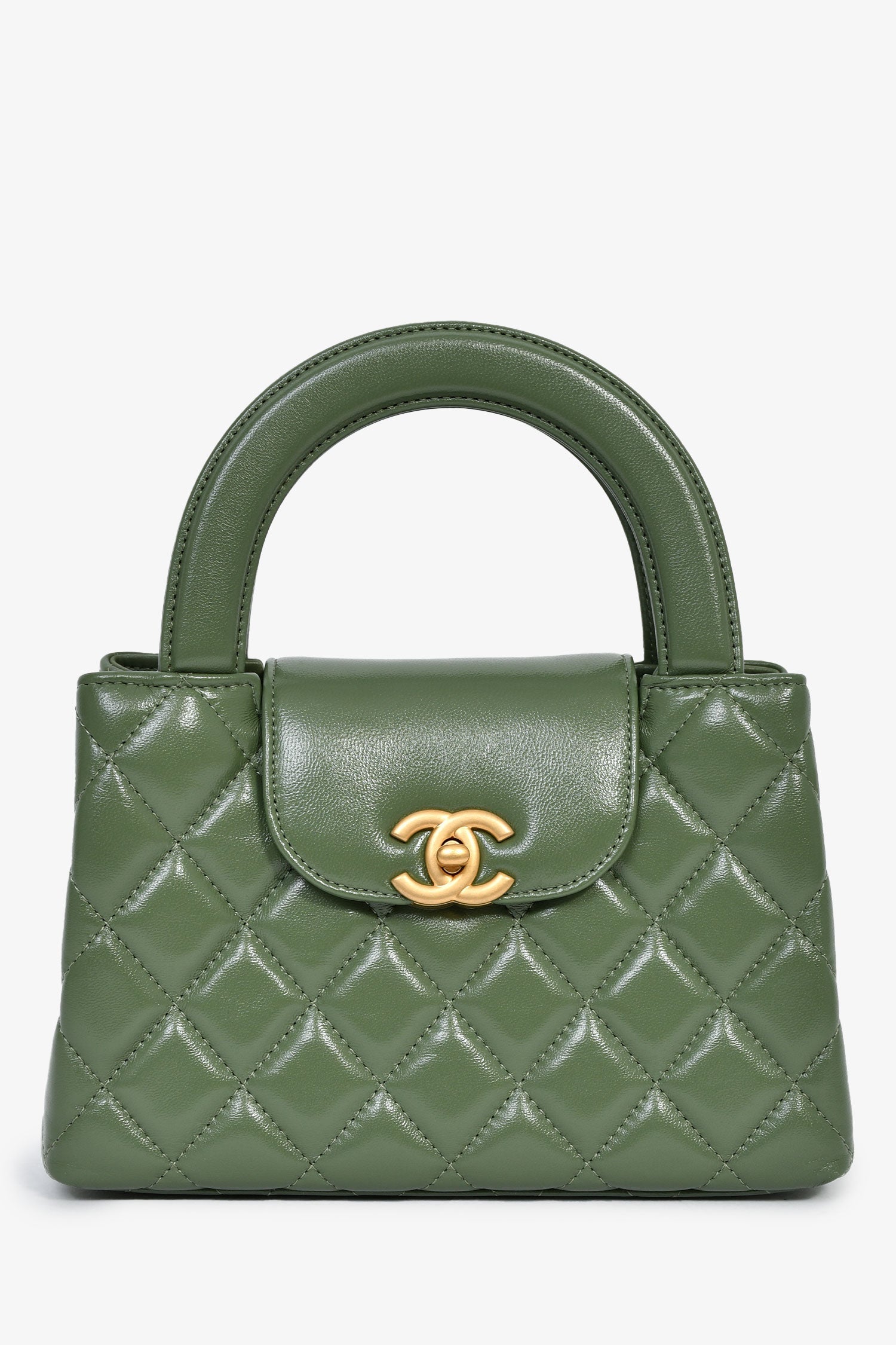 Pre-Loved Chanel™ Green Lambskin Mini Kelly Shopper Tote