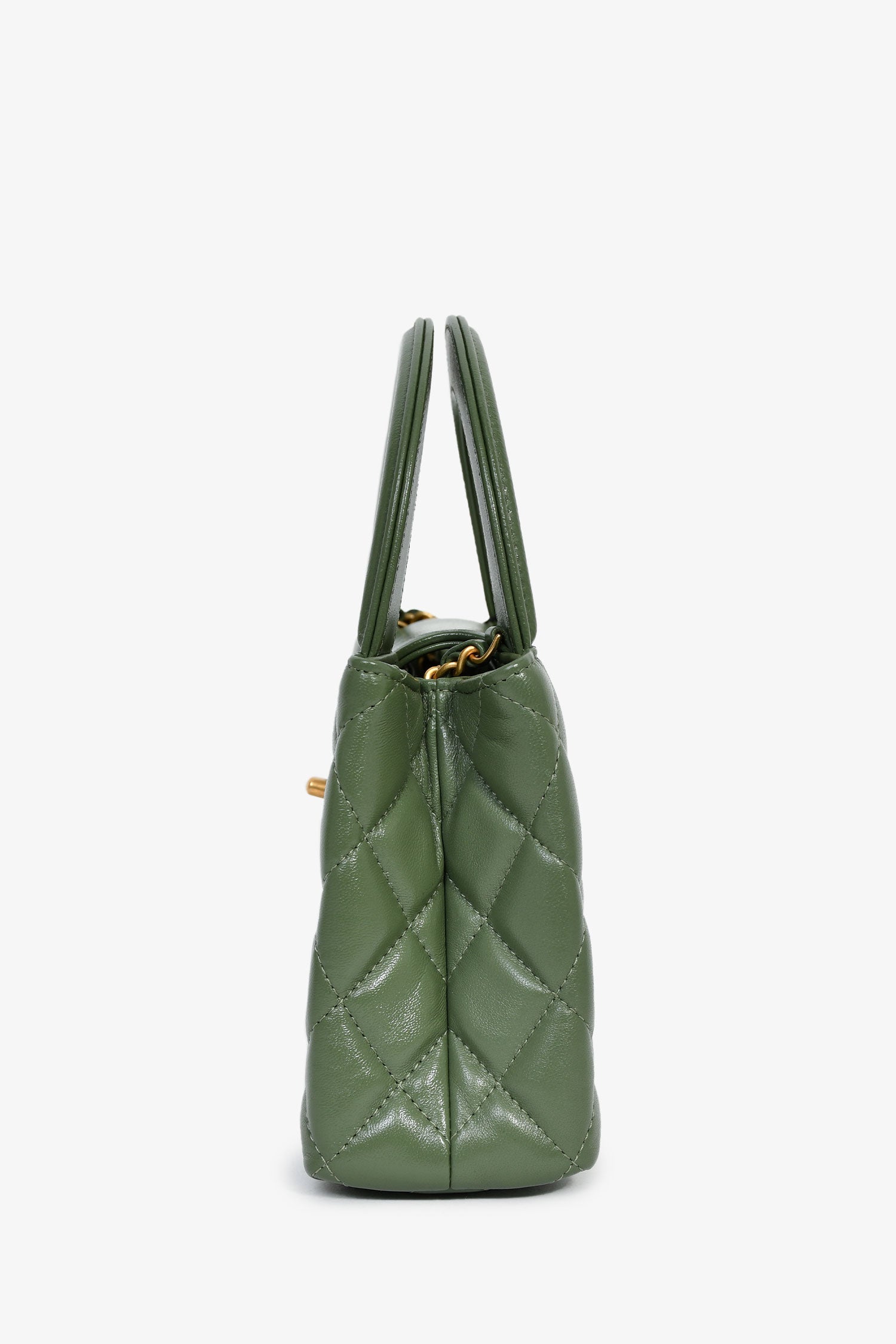Pre-Loved Chanel™ Green Lambskin Mini Kelly Shopper Tote