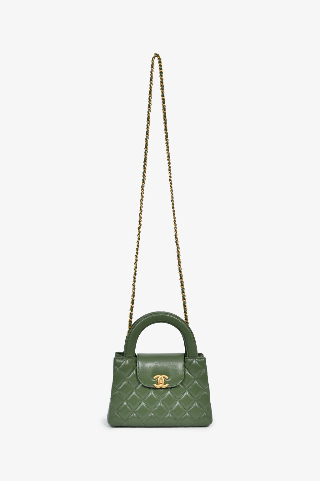 Pre-Loved Chanel™ Green Lambskin Mini Kelly Shopper Tote