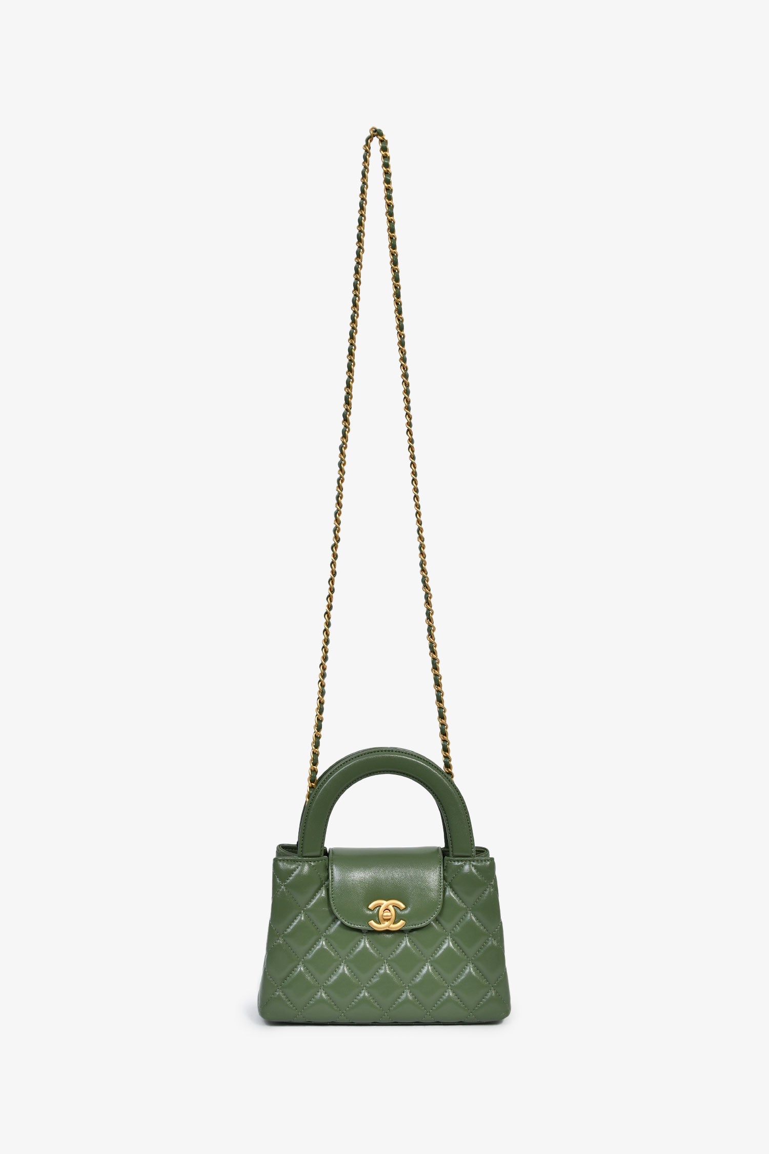 Pre-Loved Chanel™ Green Lambskin Mini Kelly Shopper Tote