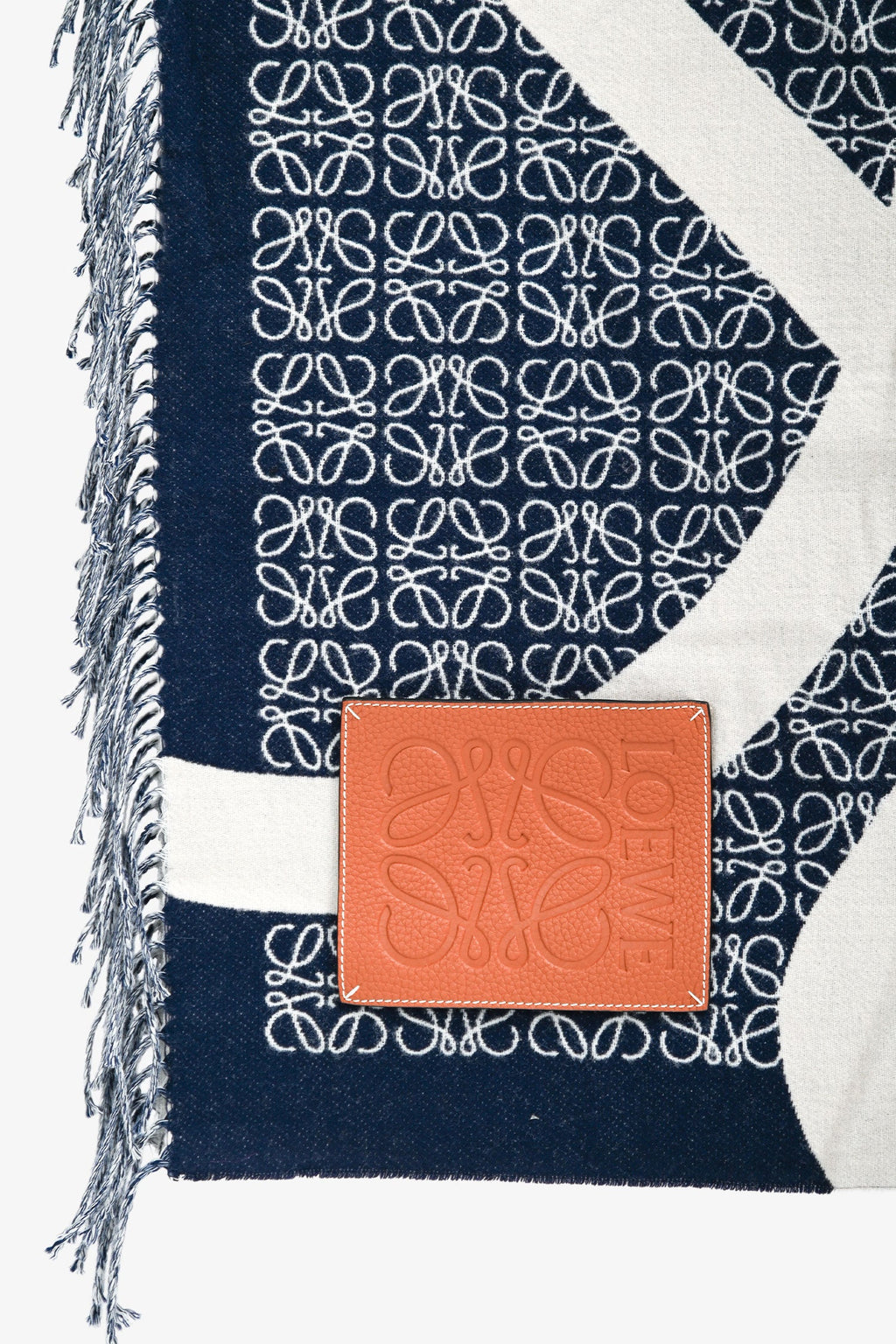 Loewe Navy/Cream Wool Anagram Blanket