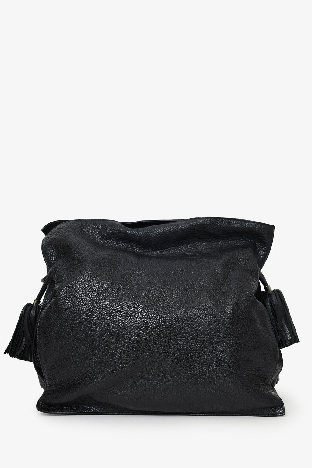 Loewe 2014 Black Leather Tasseled 'Flamenco' Shoulder Bag