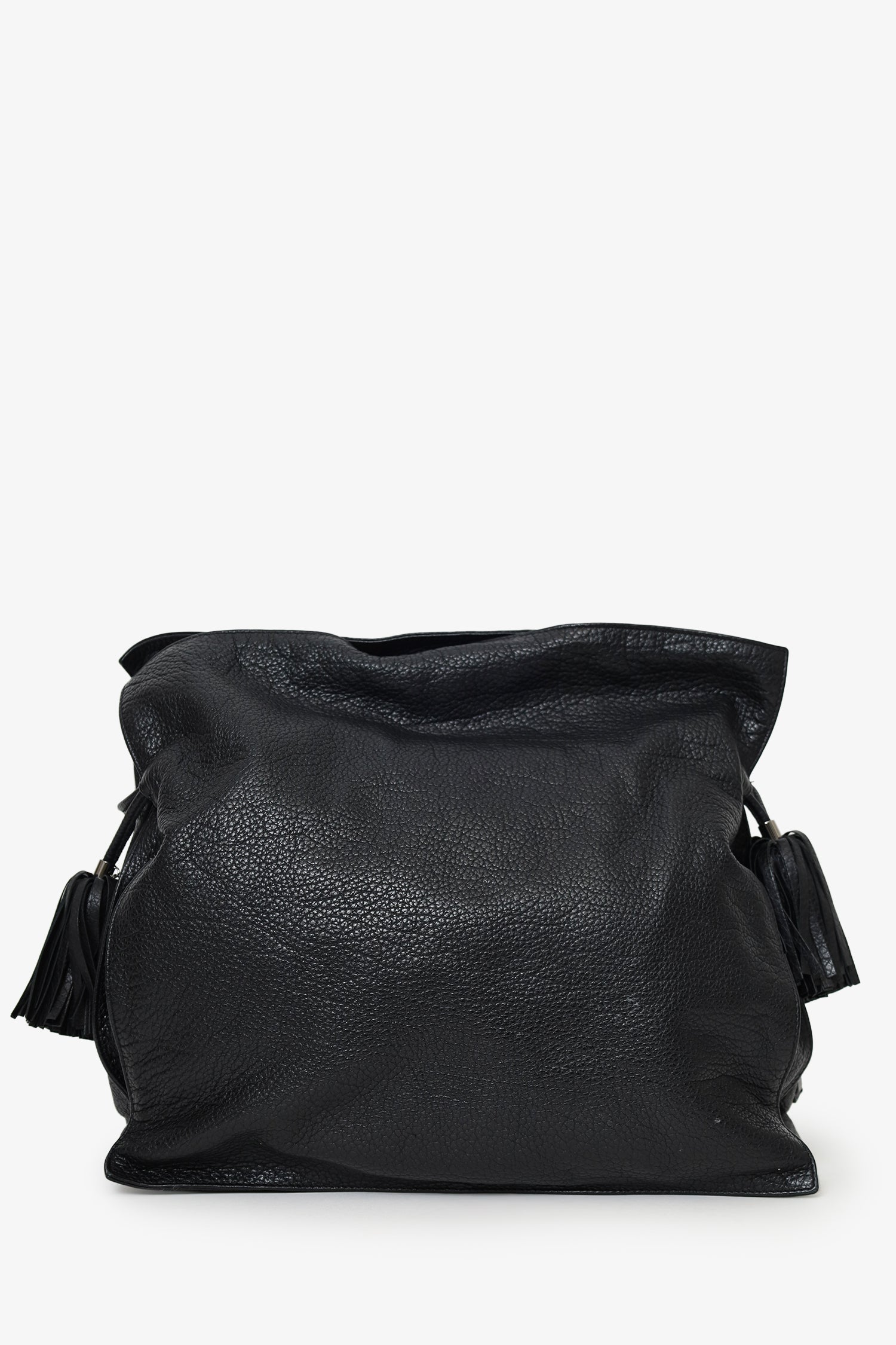 Loewe 2014 Black Leather Tasseled 'Flamenco' Shoulder Bag