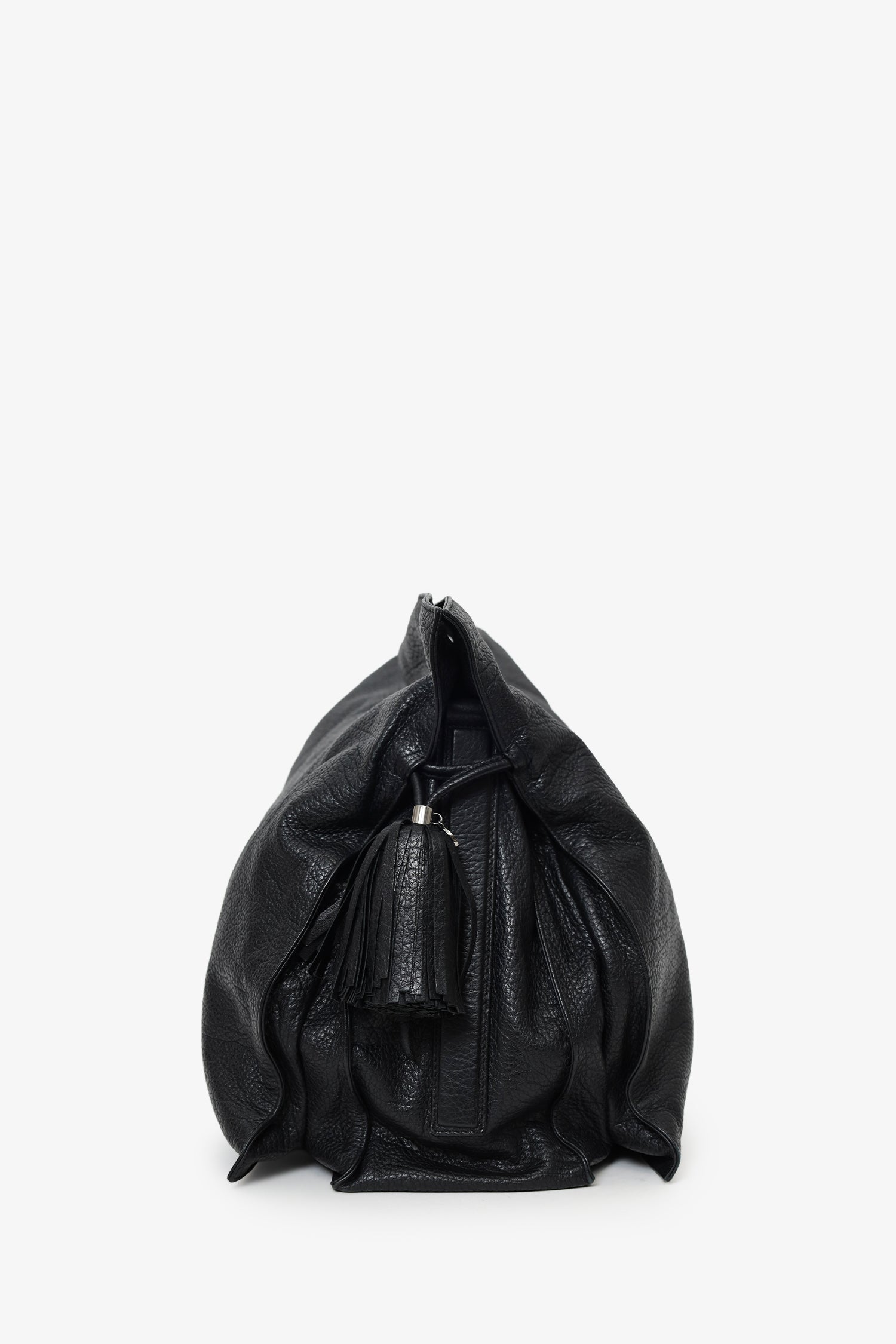 Loewe 2014 Black Leather Tasseled 'Flamenco' Shoulder Bag