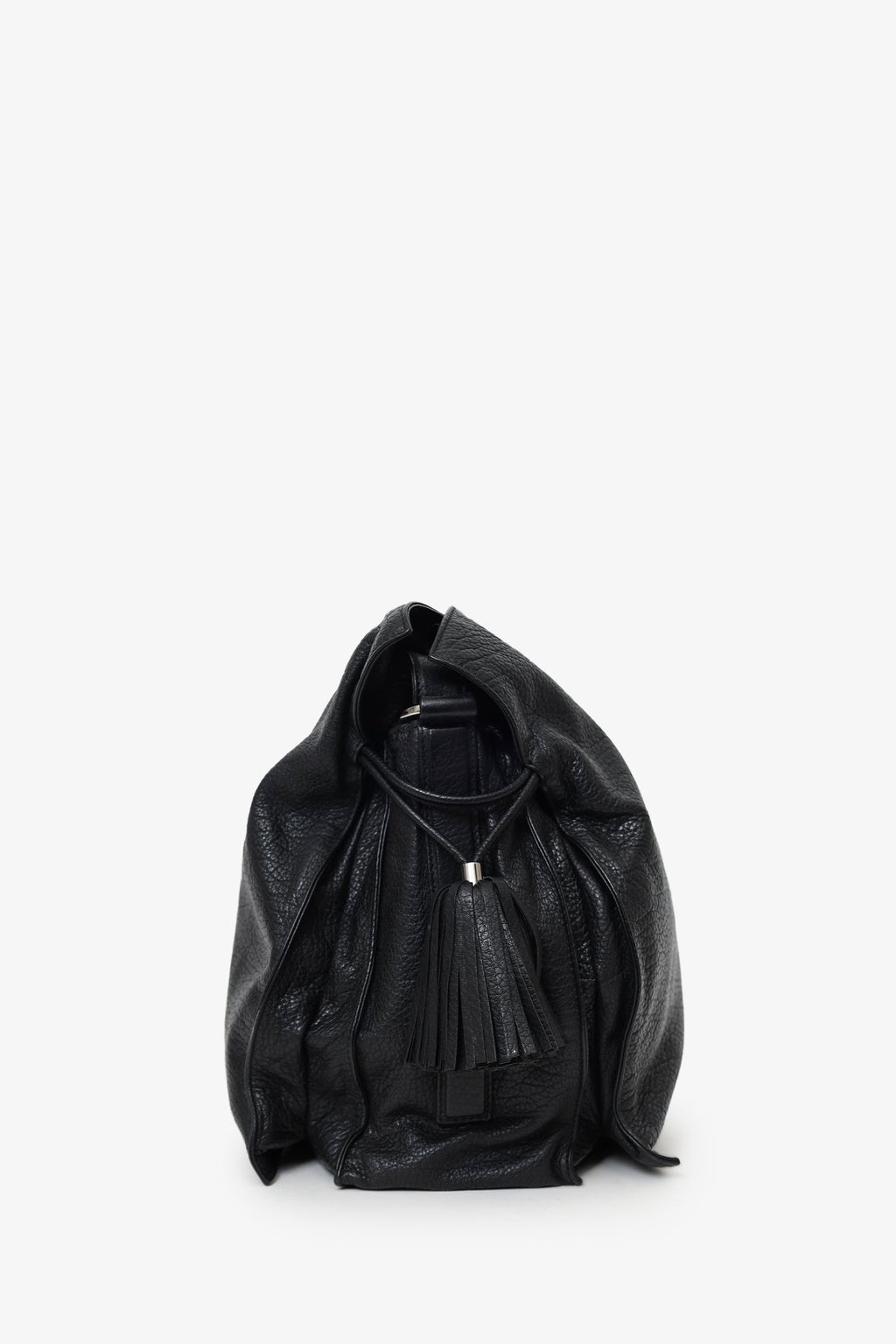 Loewe 2014 Black Leather Tasseled 'Flamenco' Shoulder Bag