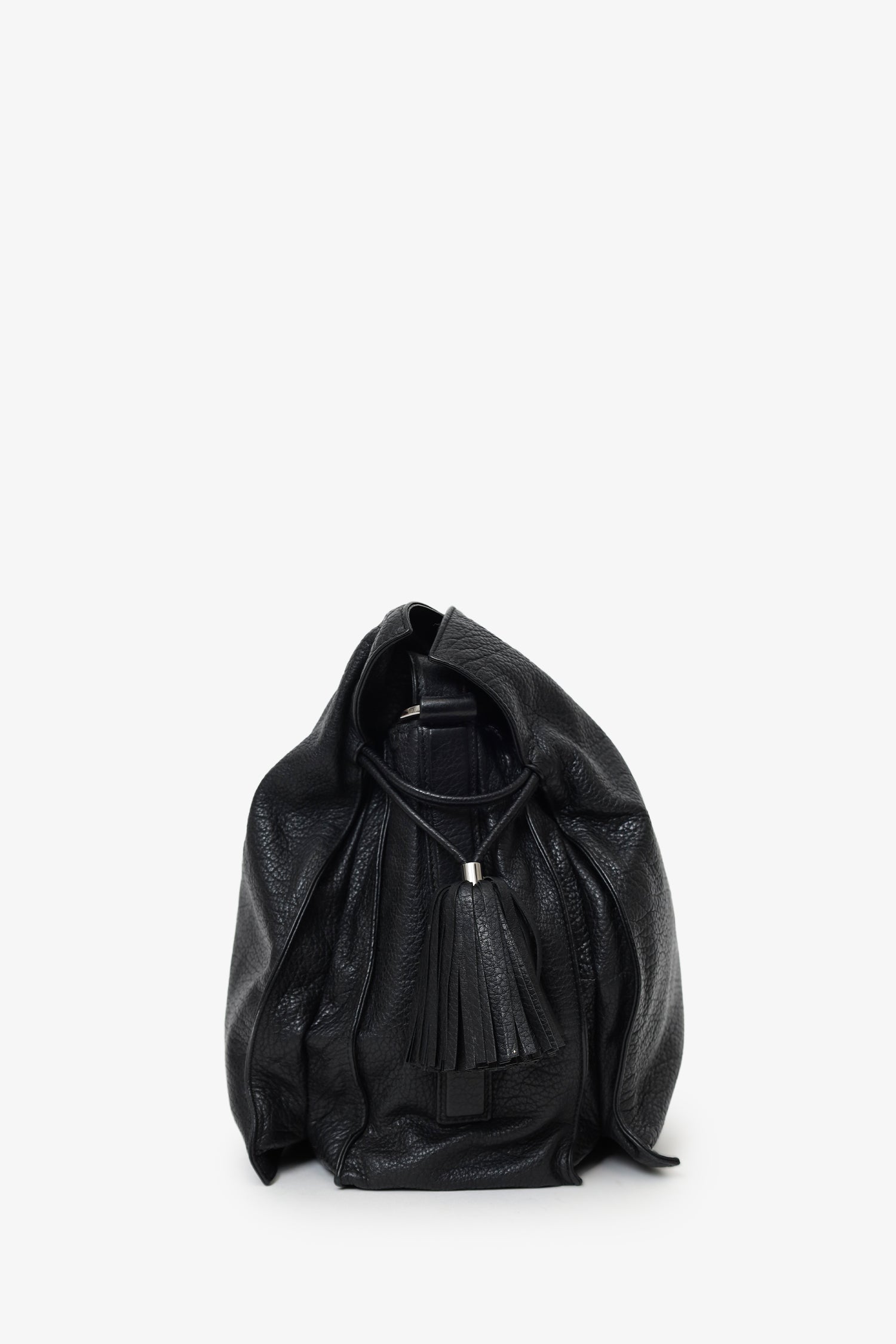 Loewe 2014 Black Leather Tasseled 'Flamenco' Shoulder Bag