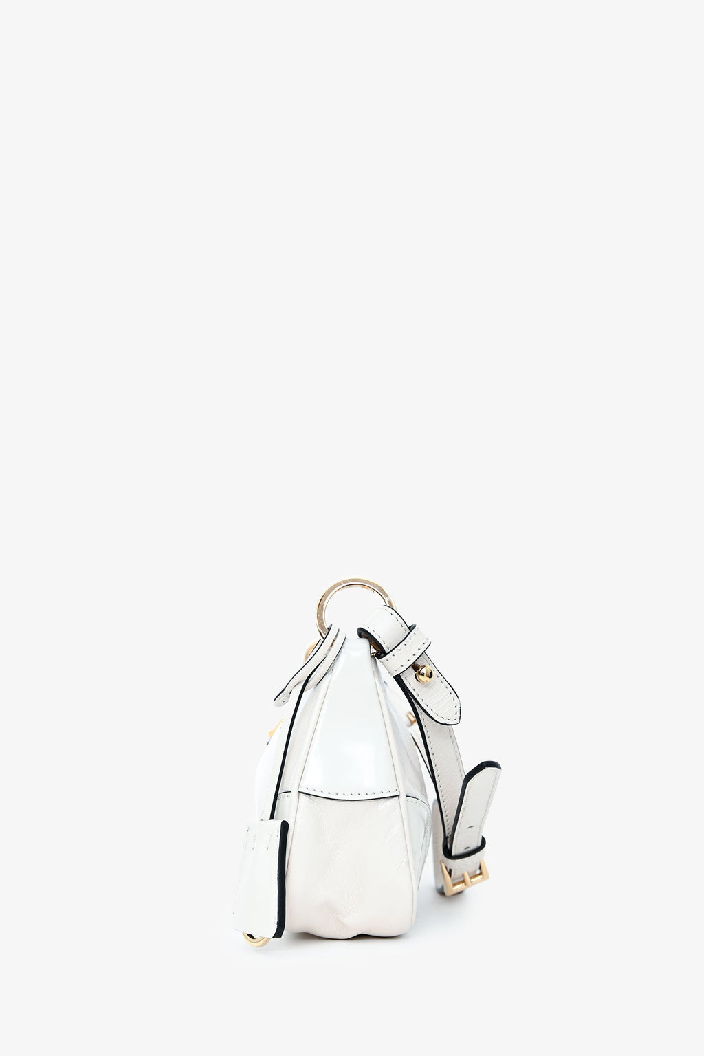Prada White Leather 'Re-Edition 2002' Medium Shoulder Bag with Chain